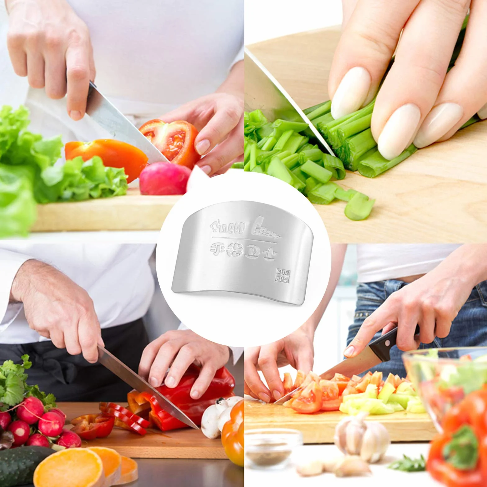 Protège-Doigts Cuisine Acier Inoxydable 304 2 Pièces