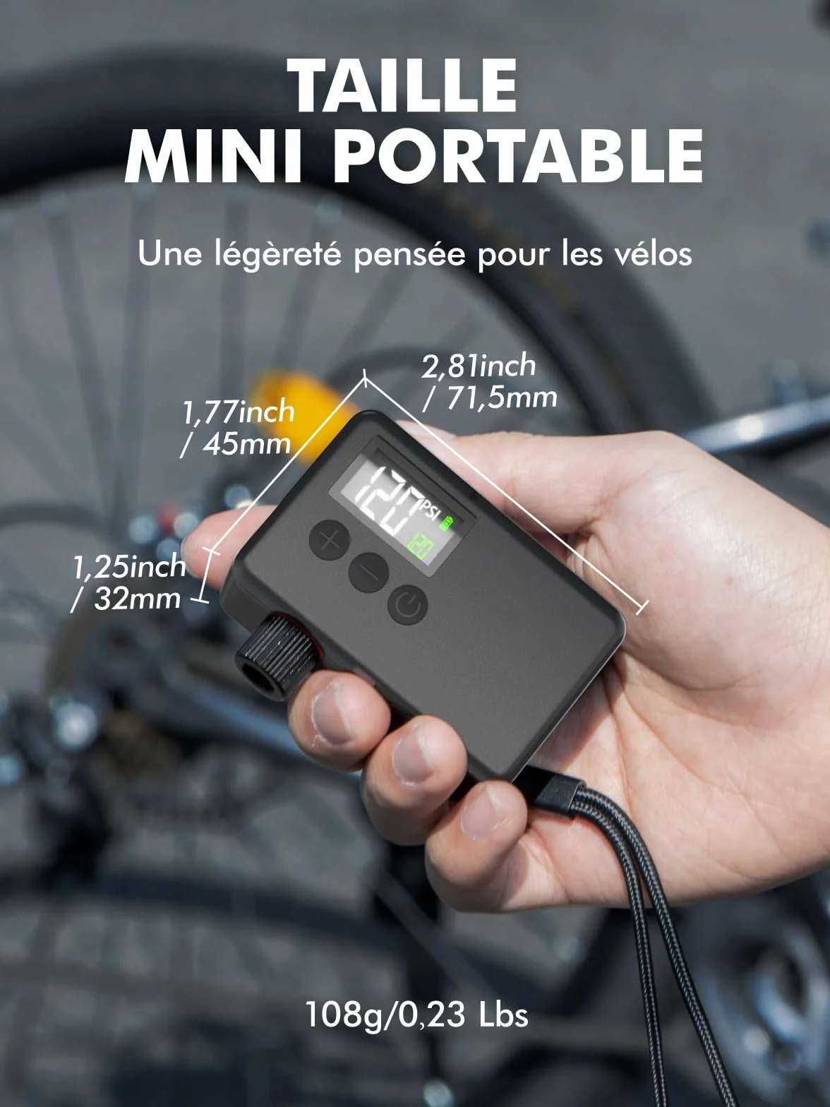 GPUTEK Pompe À Vélo Électrique, Auto-Off Et Lumière LED, pour Valves Presta Et Schrader