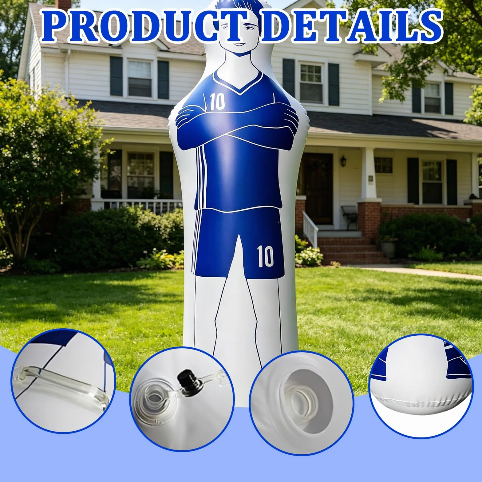 Mannequin de Football Gonflable 40 x 160 cm Gardien de But Bleu PVC 0,35 mm