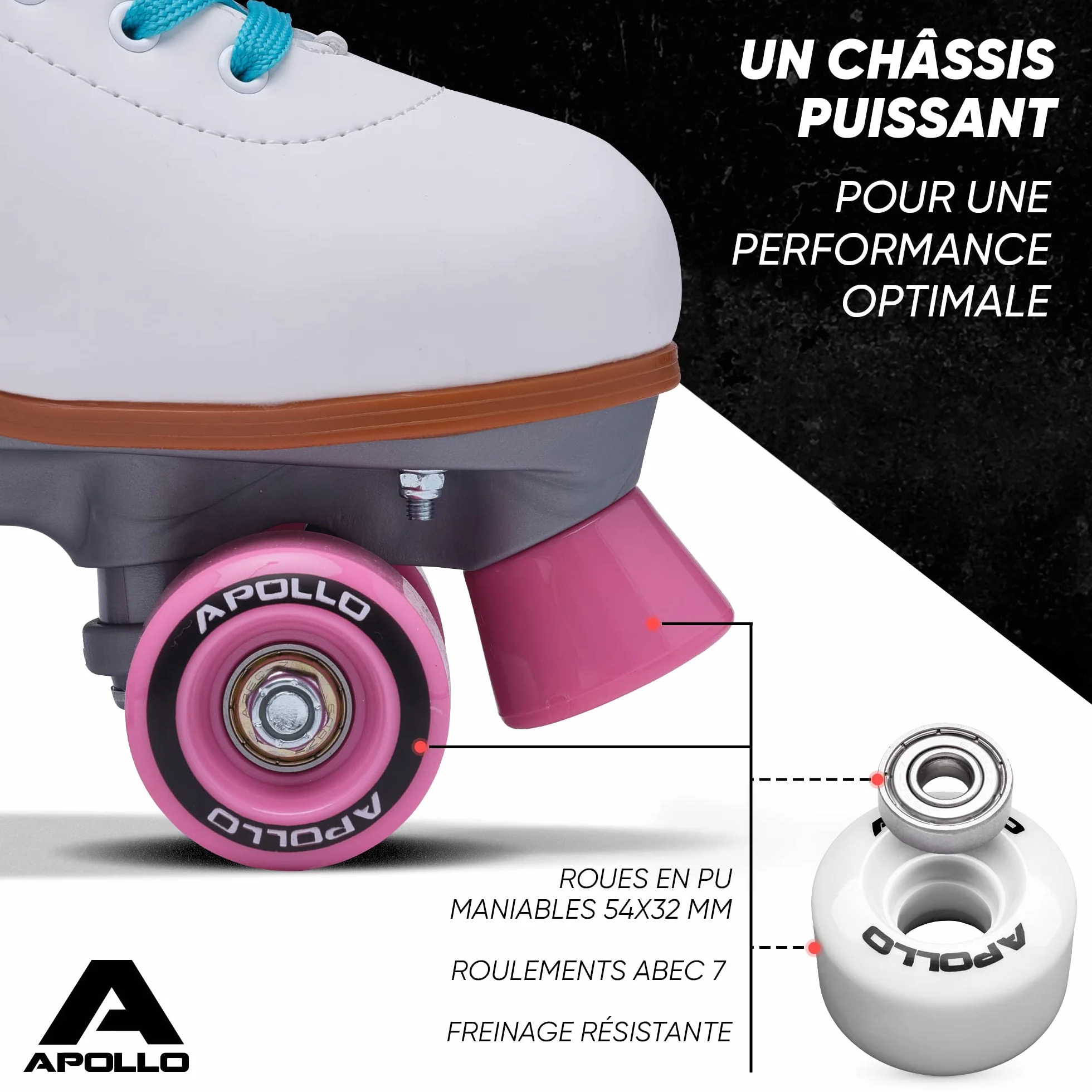 Apollo Patins à roulettes Fille Garçon 4 Roues 3 Tailles Réglables 31-42