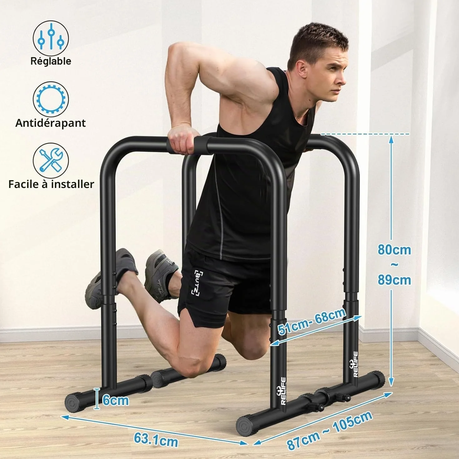REBUILD YOUR LIFE Dips Barre Parallèle Station de Musculation Réglable