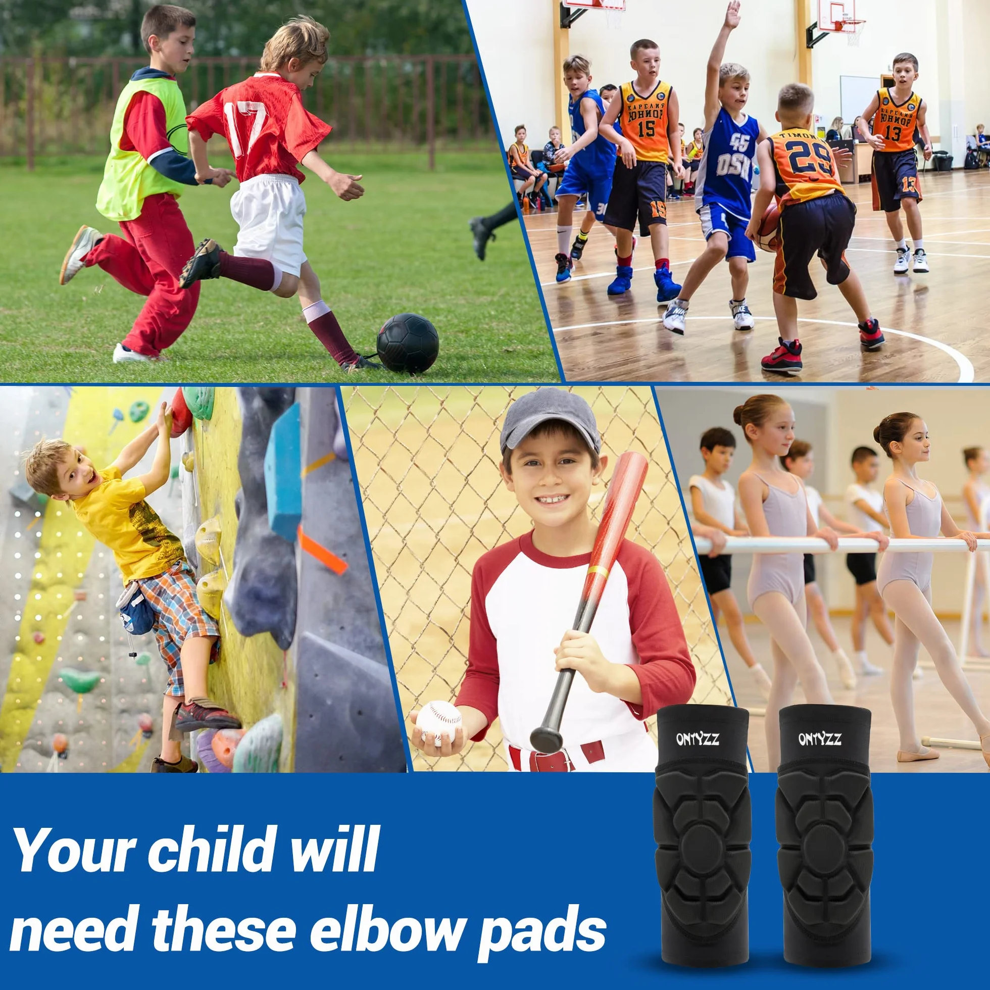 Coudières Enfant Ajustement Serré Manchon Bras Compression Tampons Eponge Protection Coude Sport Boxe Danse Football