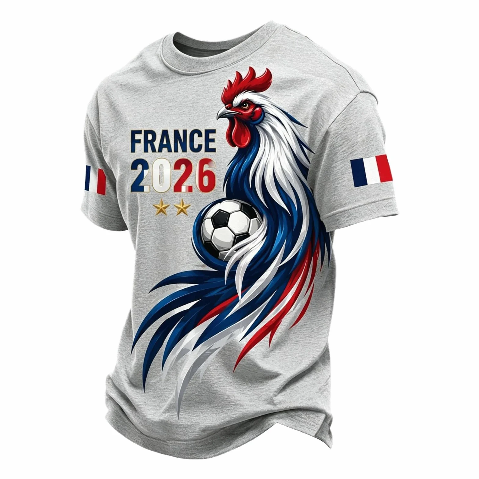 Maillot De Foot Homme T-Shirt Graphique France Manches Courtes Emblème Imprimé Accrocheur