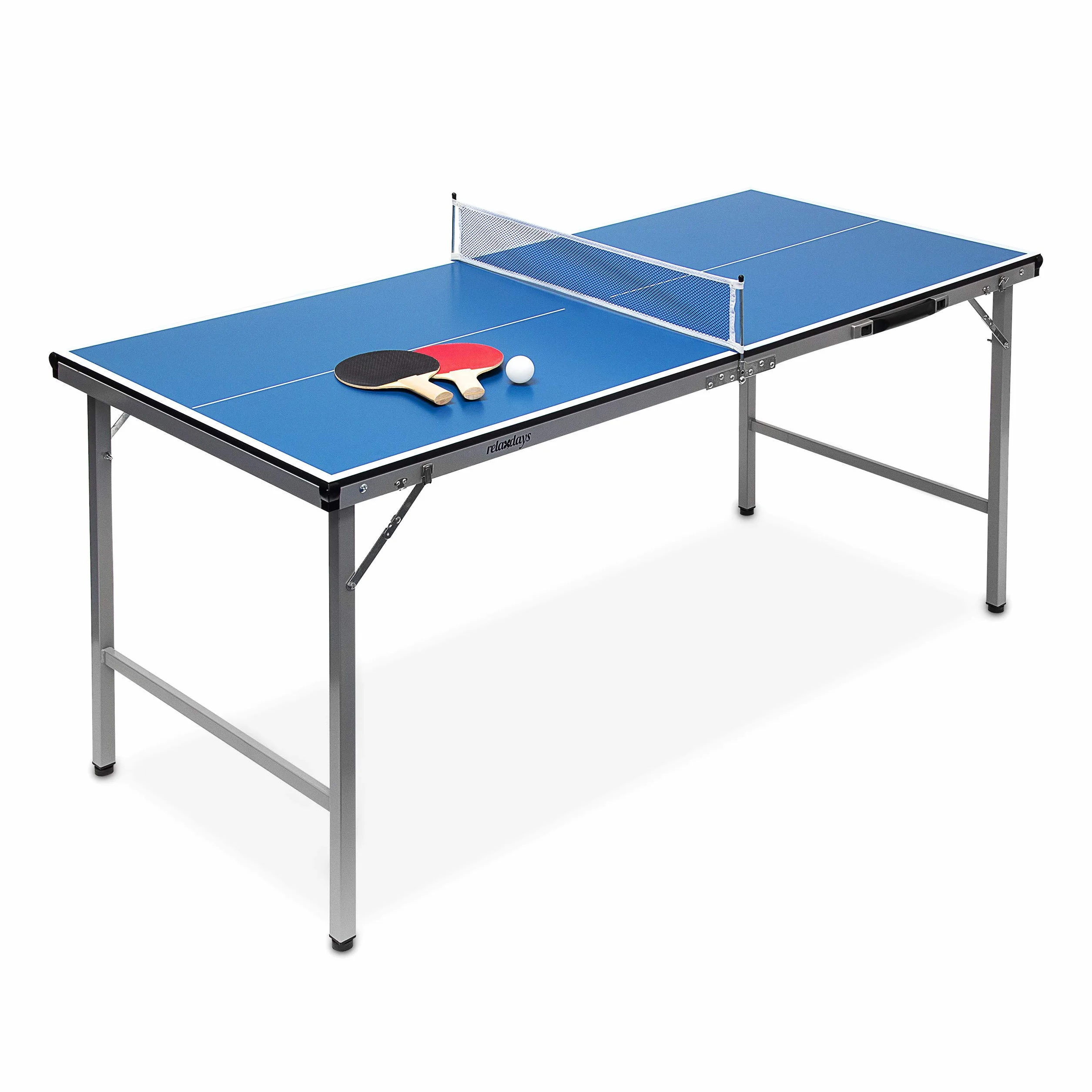 Relaxdays Table de ping-pong pliante 150 x 67 x 71 cm Bleu Argenté Noir