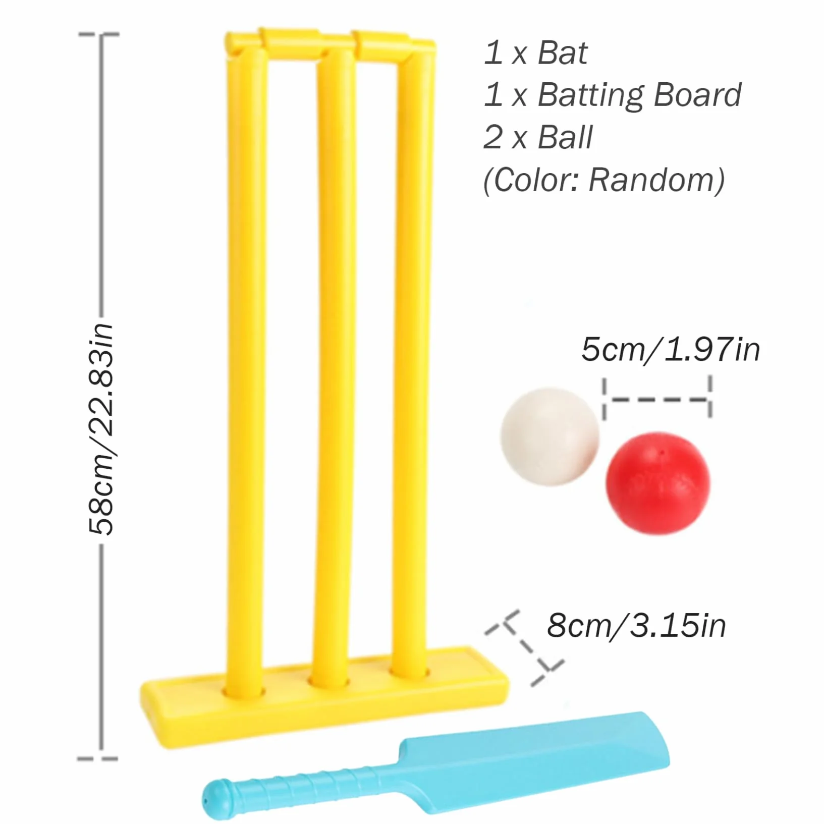 Ensemble de cricket pour enfants PP sans BPA avec batte, souches et 2 balles