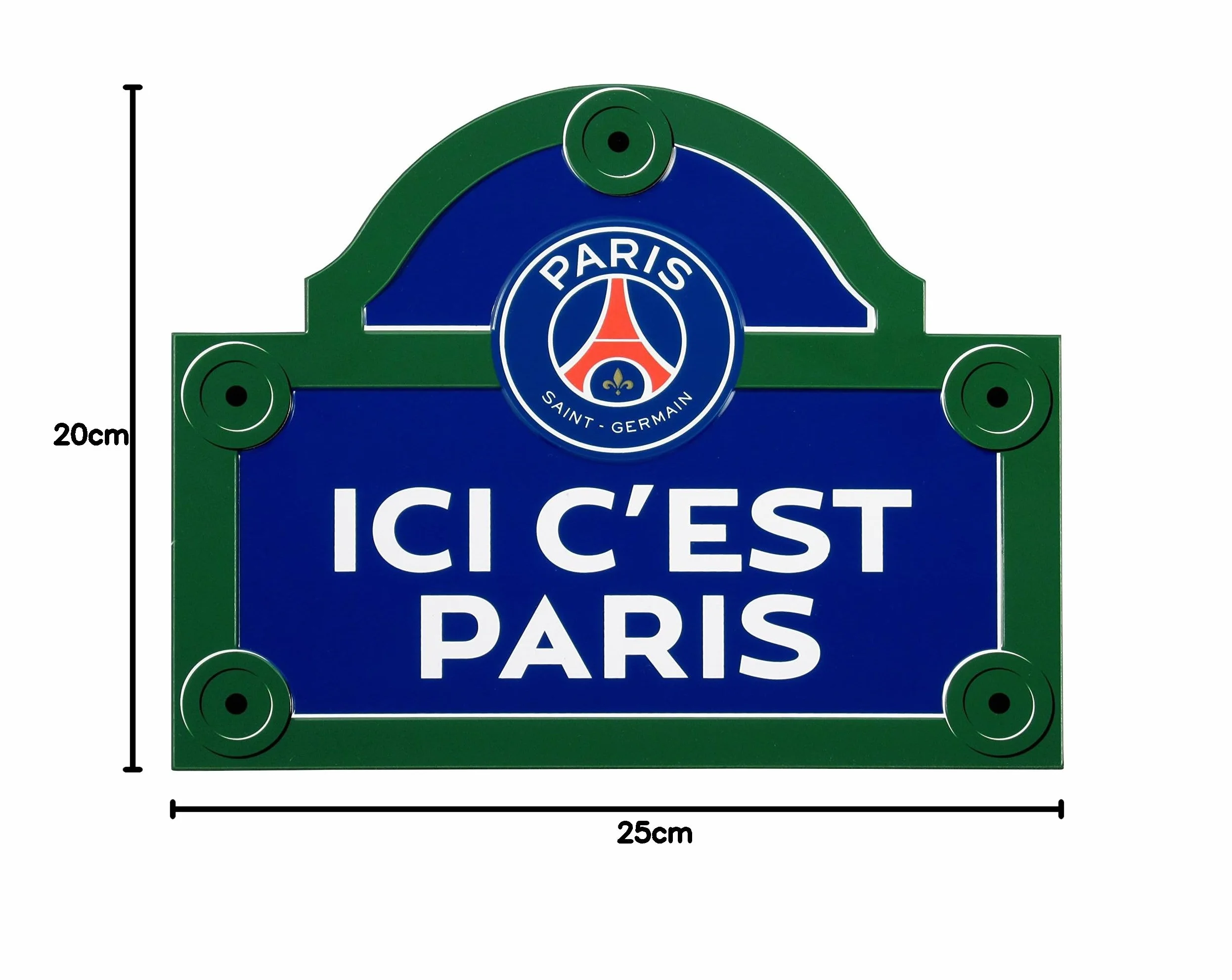 Plaque de Rue Metal Multicolore 25 x 20 x 0,5 cm PSG Ici C'est Paris