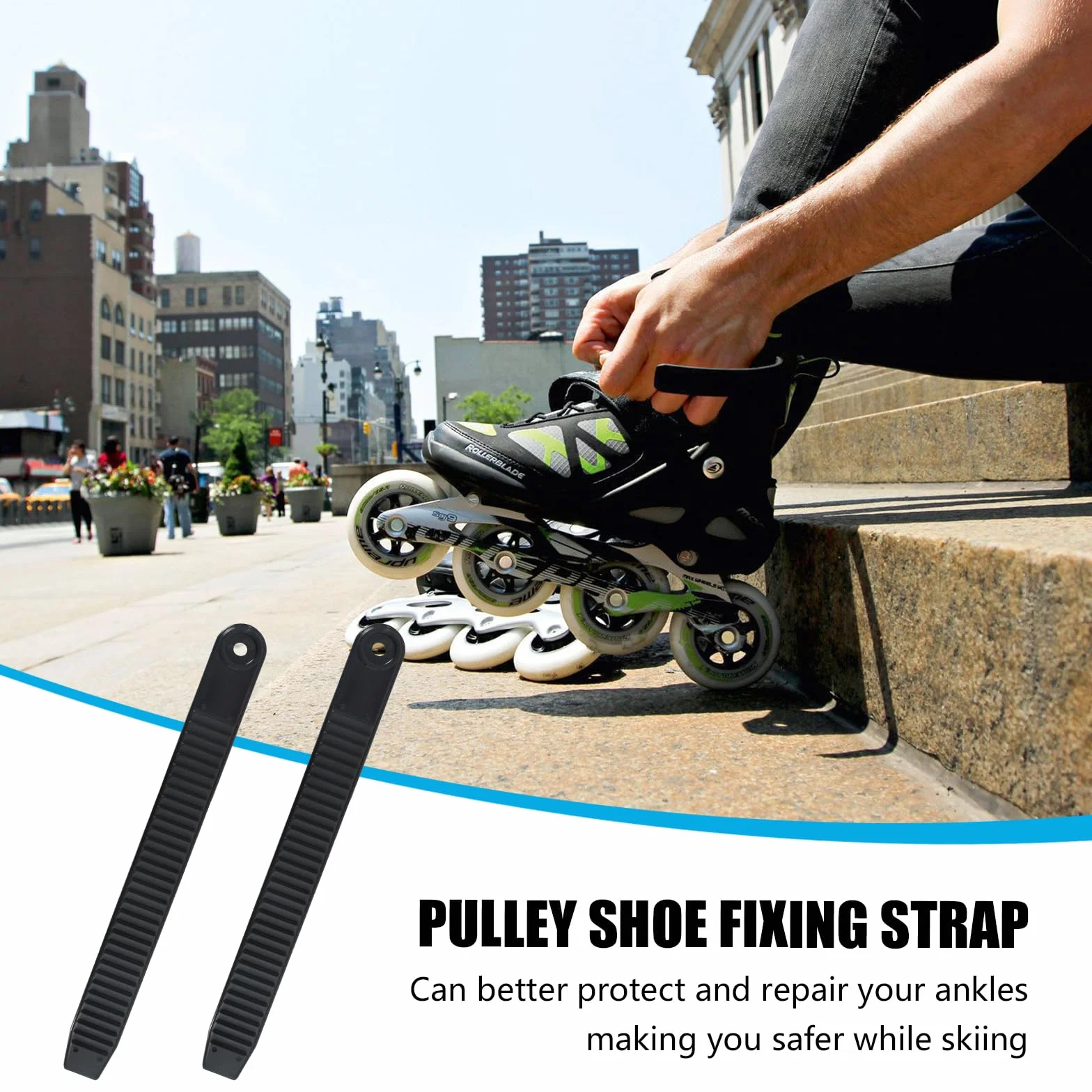 Sangles de Cheville Snowboard 20cm Noires, Fixation d'Échelle de Remplacement