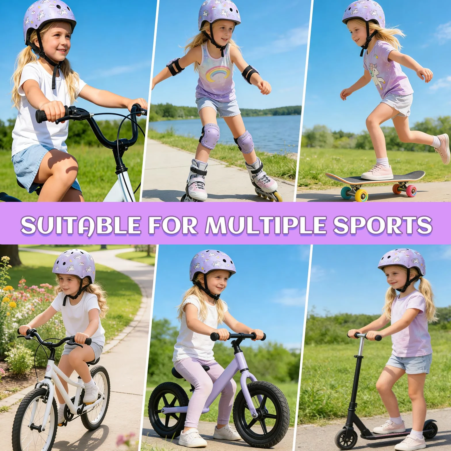 Casque de vélo réglable pour Enfants Filles Skate Protection