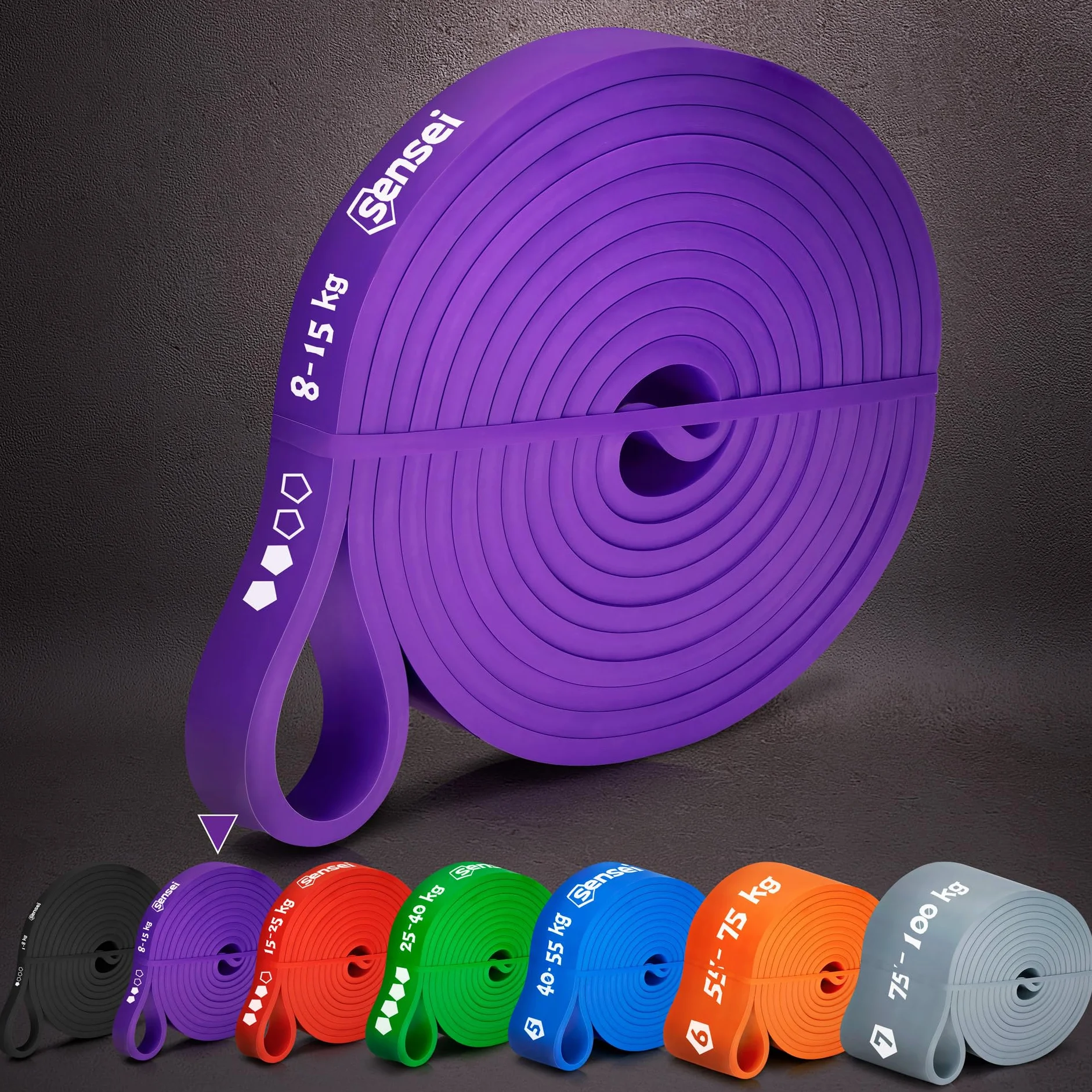 SENSEI Bande Élastique Musculation Traction – Élastique Résistance Latex Naturel avec E-Book