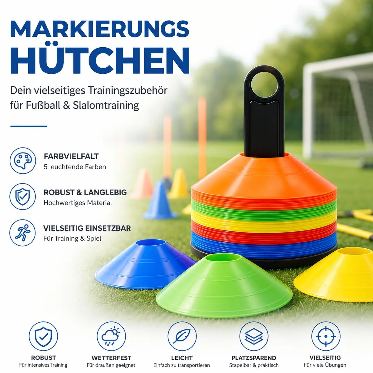 Cônes de marquage colorés, Accessoires pour l'entraînement de Football et de Slalom
