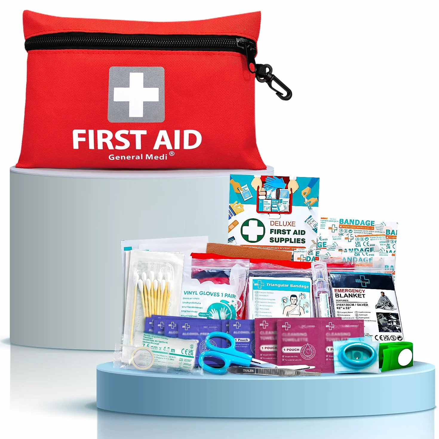 General Medi Trousse de Premiers Secours 92 Articles Rouge