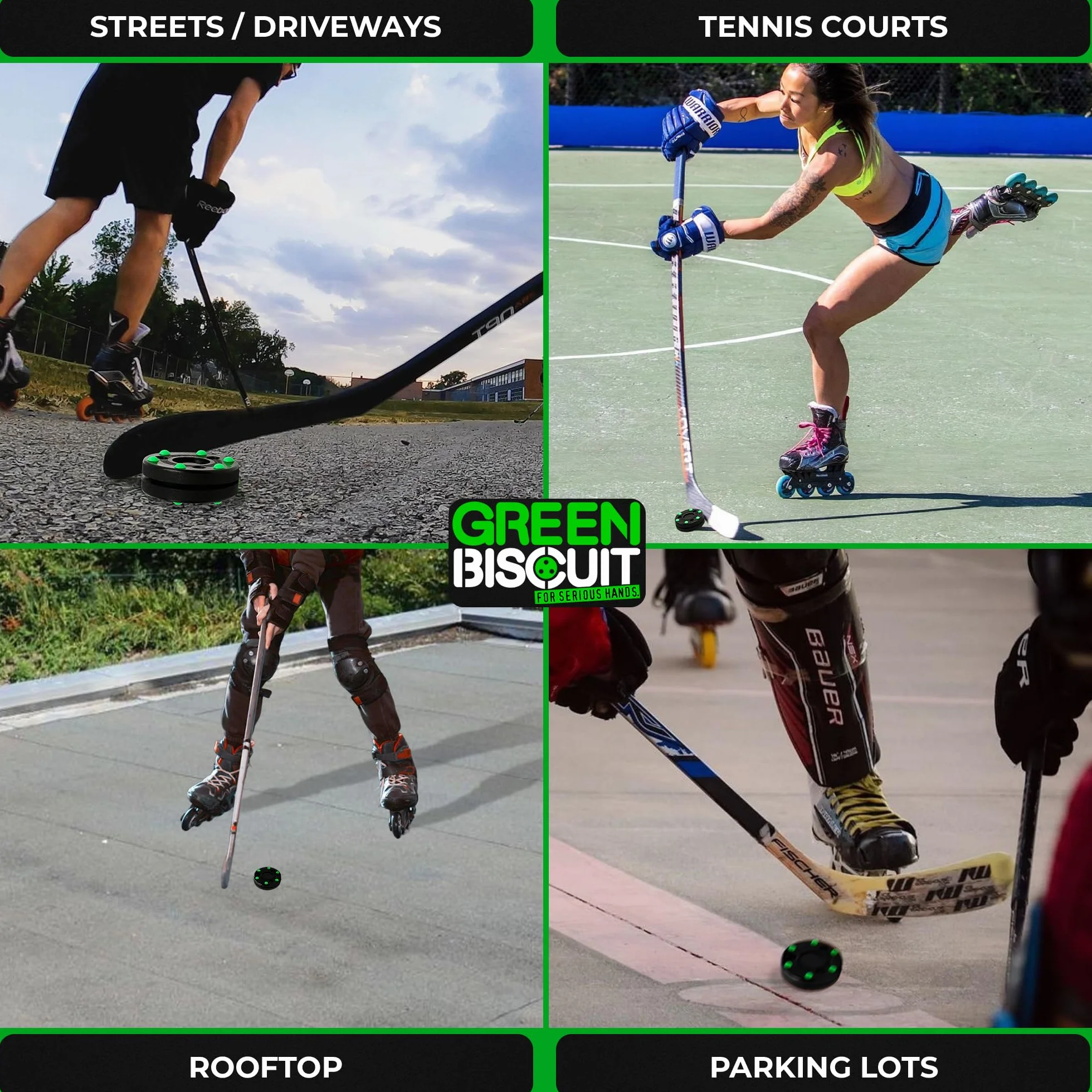 Green Biscuit Roller Hockey Puck