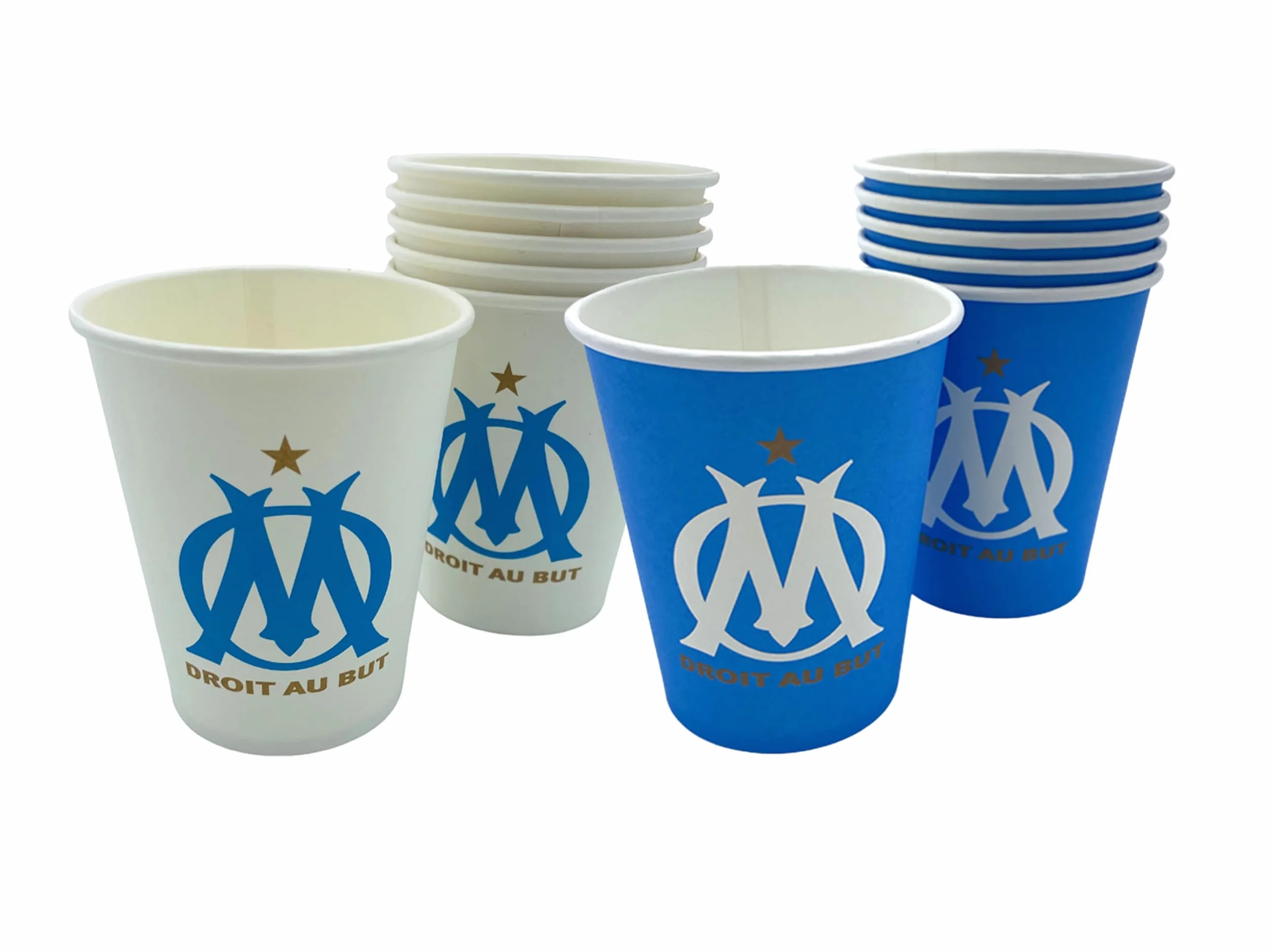 OLYMPIQUE DE MARSEILLE 12 x verre gobelet jetable 25cl OM Collection officielle