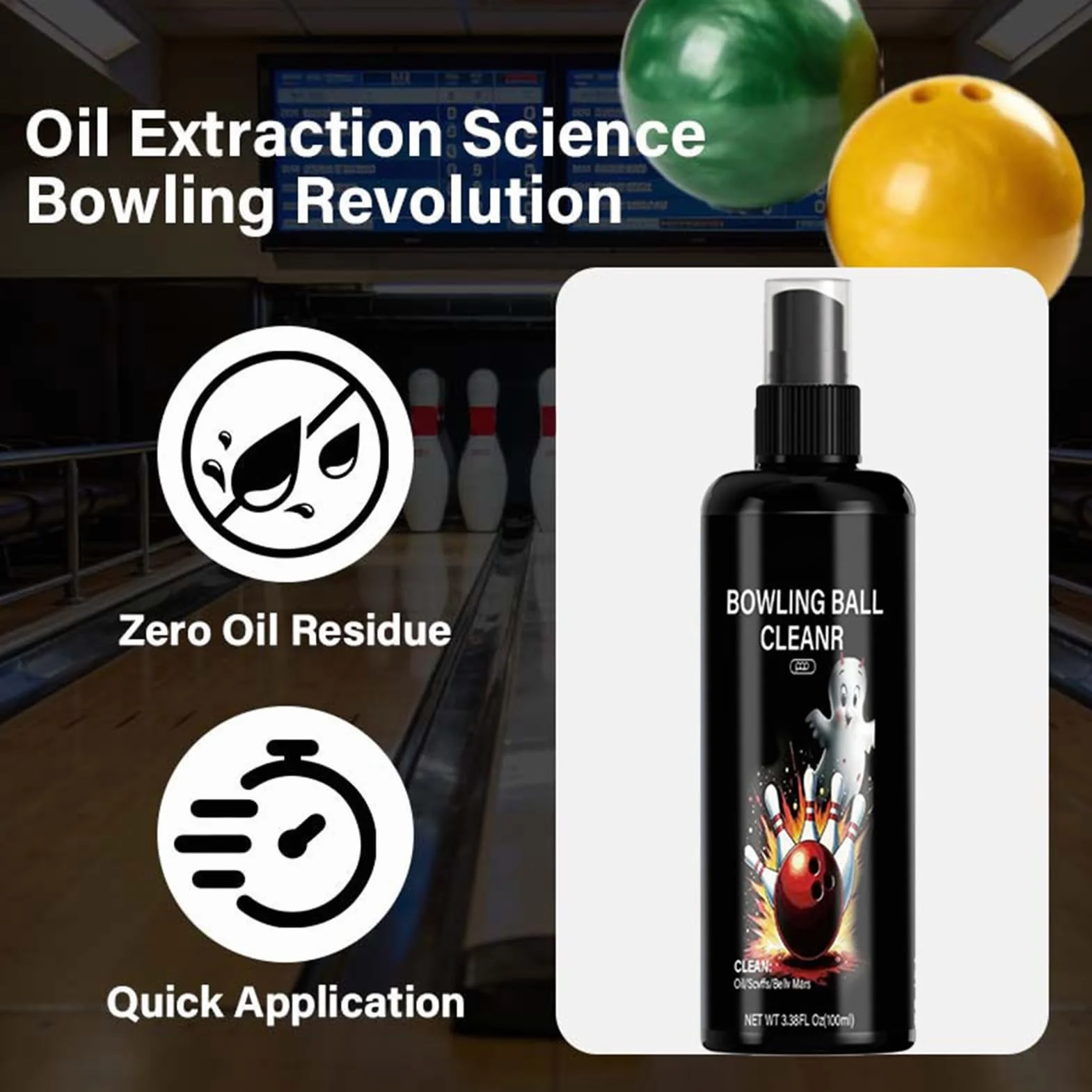 Nettoyant pour Boule de Bowling 100ml - Spray d'Entretien Portable - Élimination des Traces d'Huile