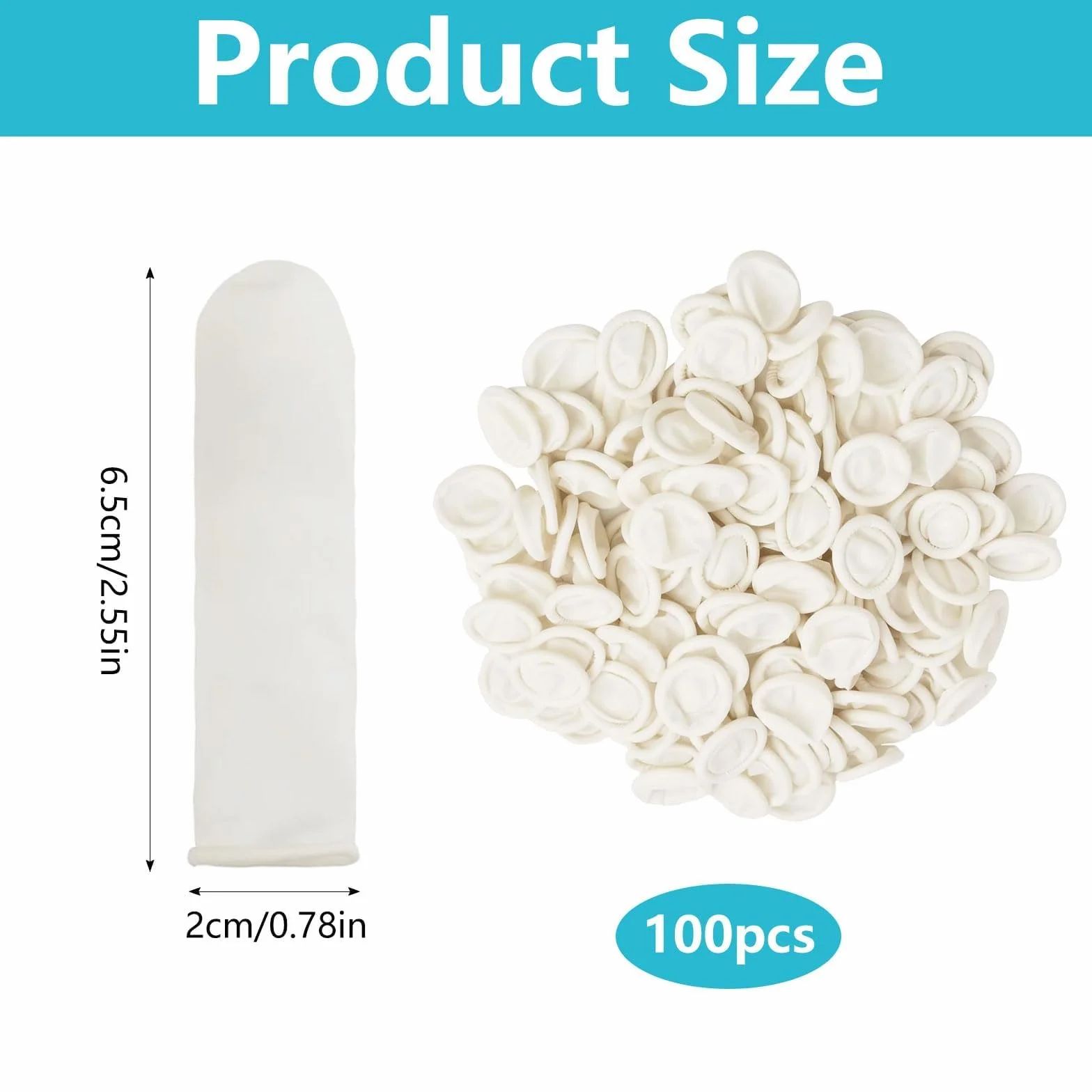 GVSS 100 Pièces Protege Pansement Doigt Blanc, Doigtiers en Latex Imperméables Antistatiques Protection Tatouage Nail Art DIY