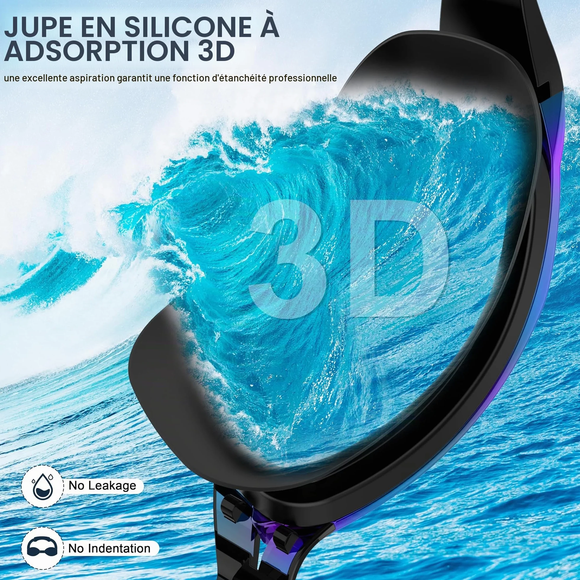 Lunettes de Natation Anti-buée Protection UV Silicone Ajustement Rapide Adulte