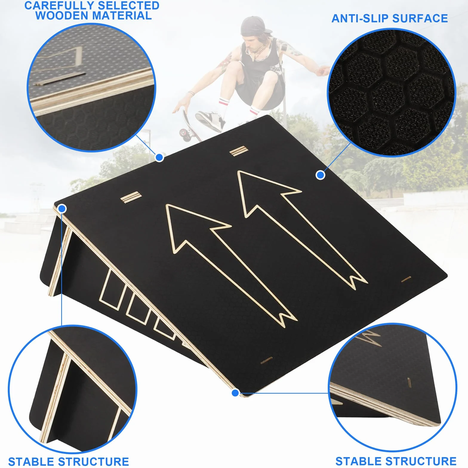 Rampe de skateboard 60 x 56,6 x 21 cm portable pour cour et jardin