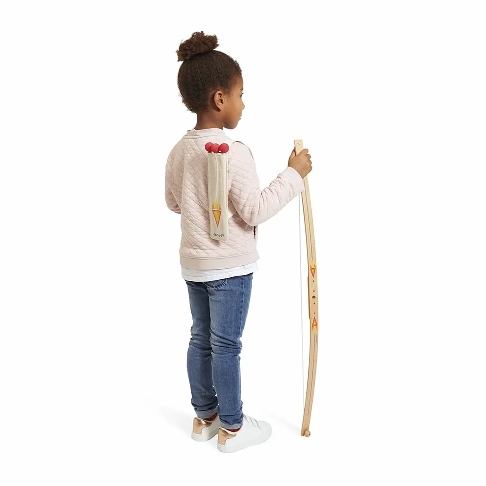 Janod Set Tir à l'arc en Bois Arc 3 Flèches Carquois 4 Cibles Jeu Plein Air Sport Dès 5 Ans