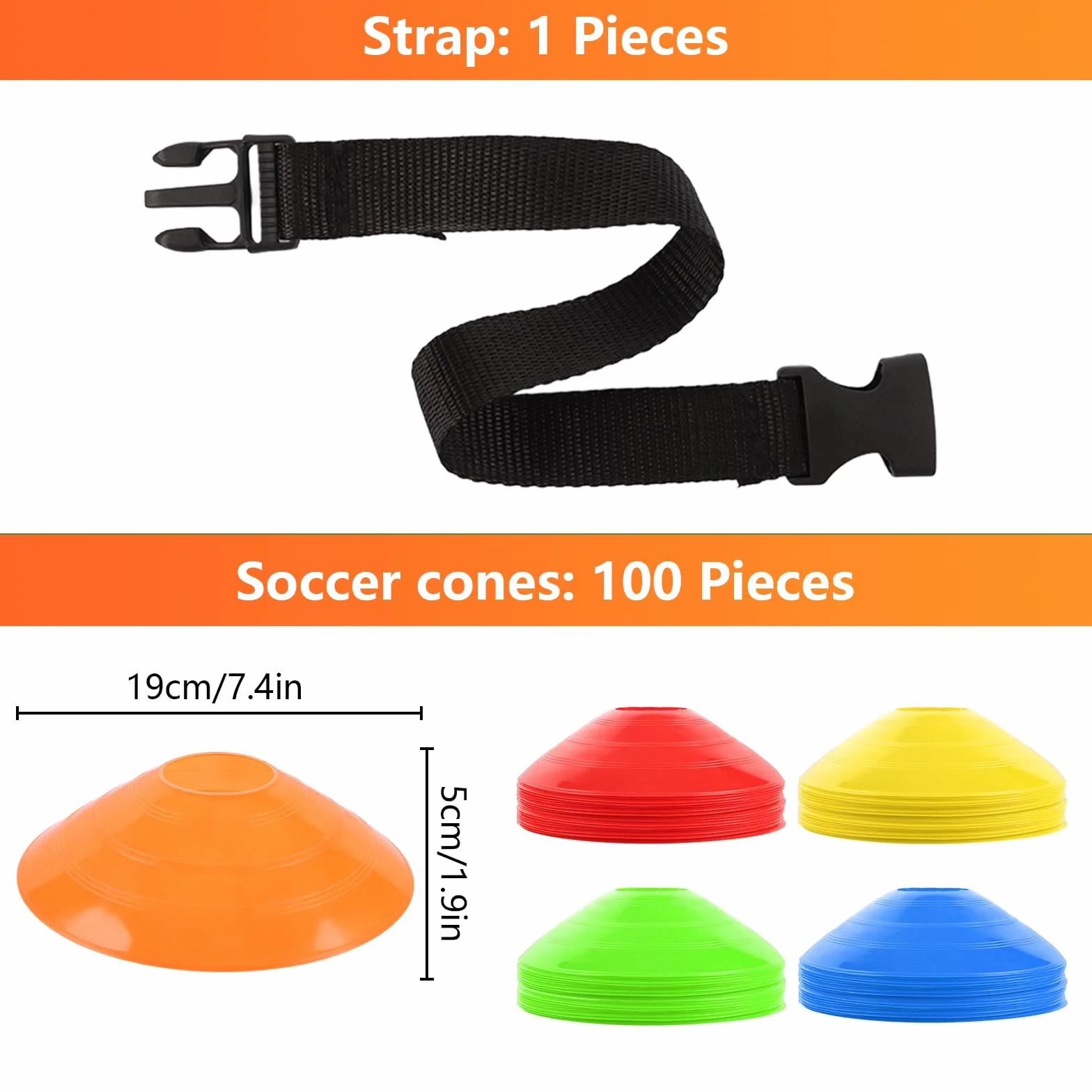 101 Pièces Plot Sport Football Entraînement Multisport 5 Couleurs Vives PE Résistant Portable