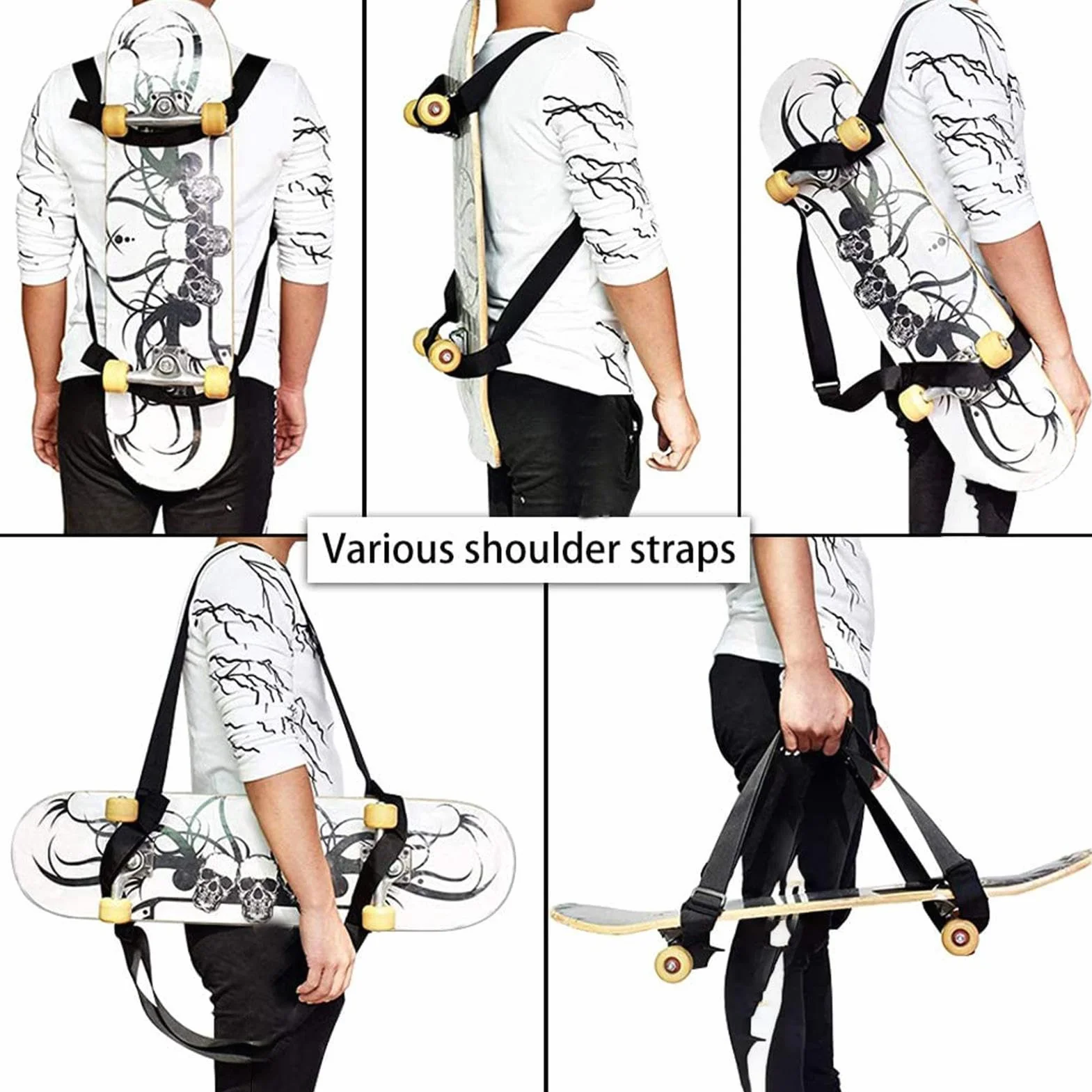 Sac à Dos Skateboard Longboard réglable 79-138 cm Transport épaule Snowboard