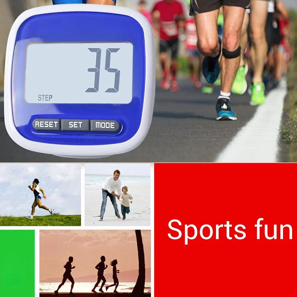 Podomètre de Marche Compteur de Pas Capteur 3D Distance Calorique Réglage du Poids Course à Pied Fitness Randonnée