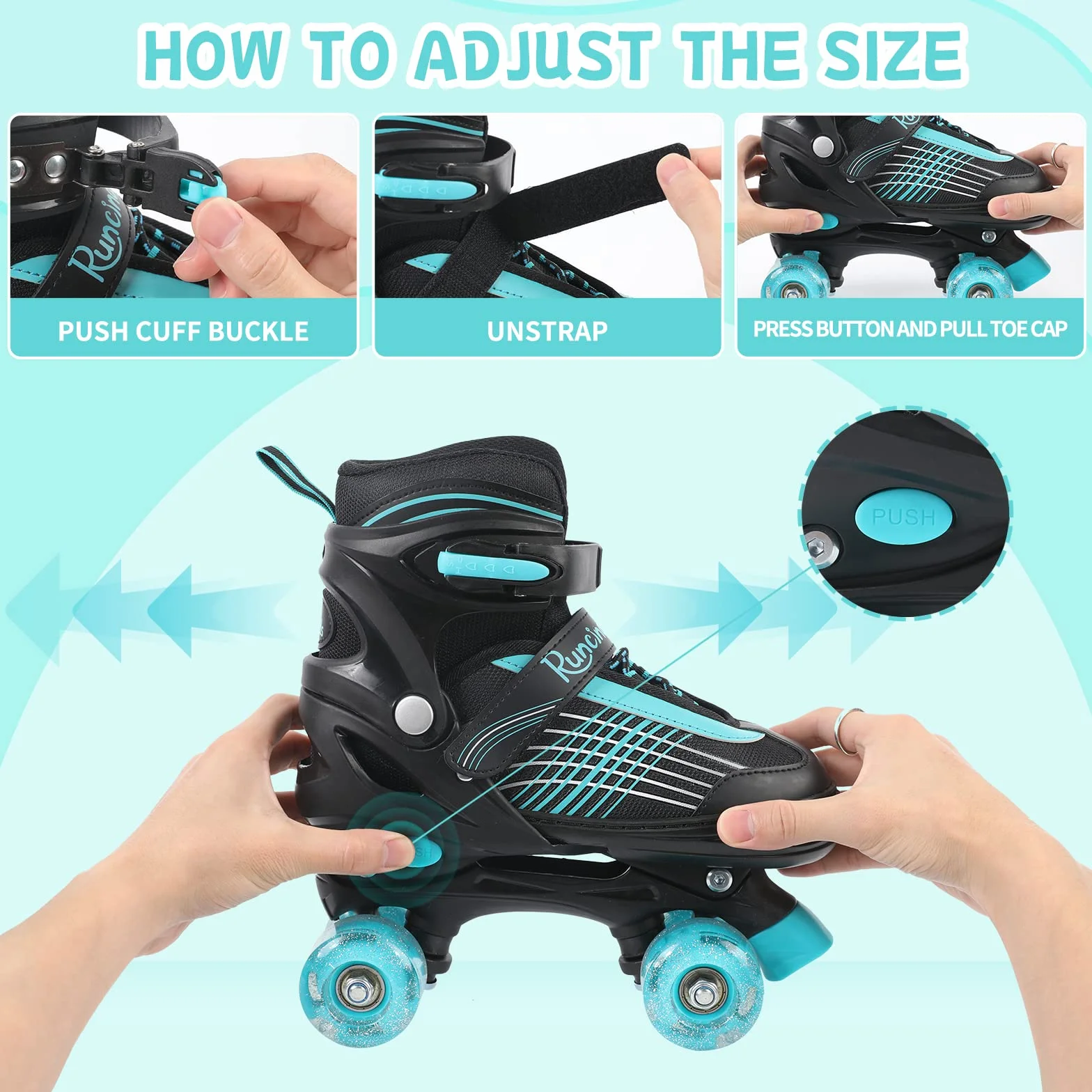 Patins à roulettes réglables pour Enfants avec Roues Lumineuses