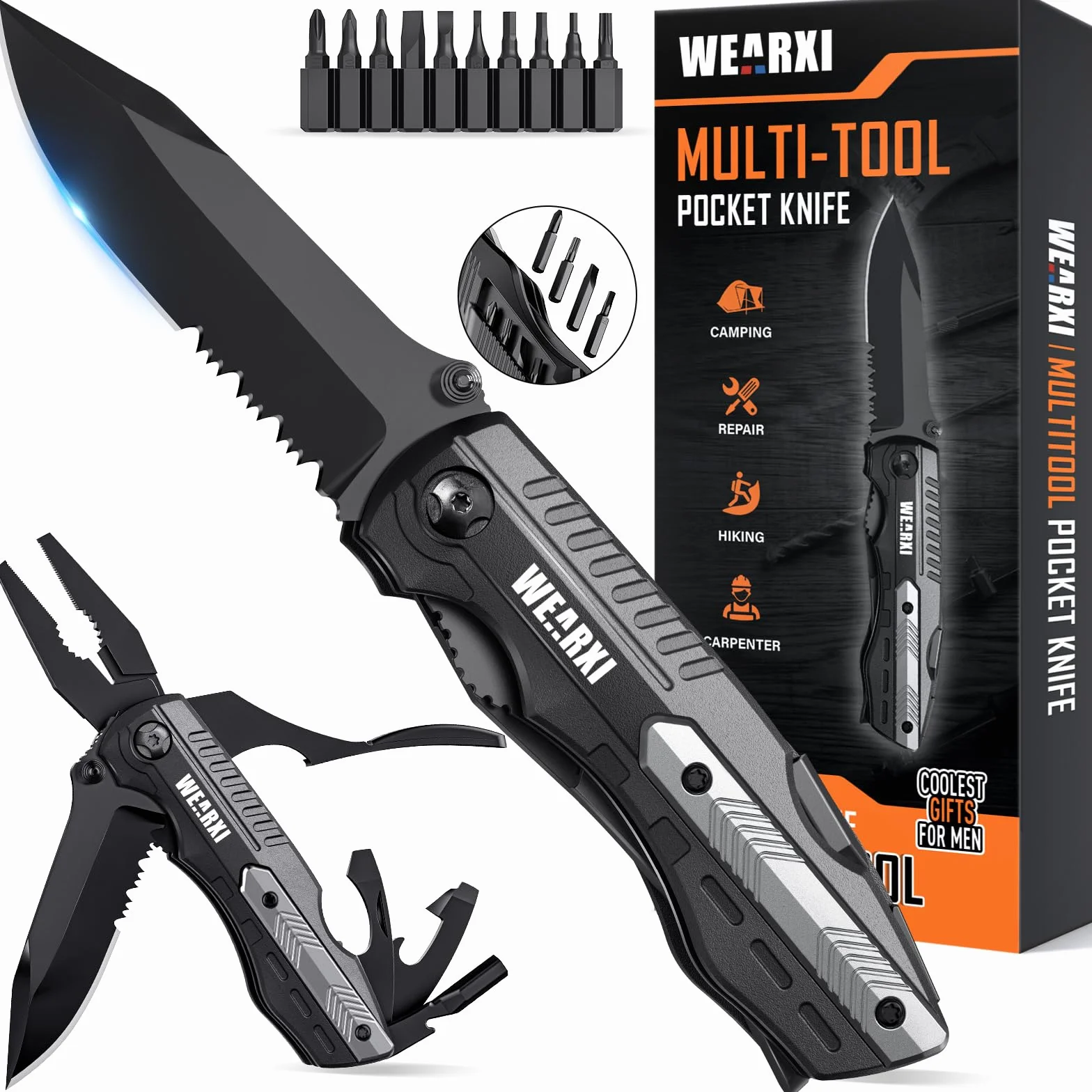 Couteau de Survie Pliant Multifonction 13 en 1, Couteau Suisse de Poche pour Camping Randonnée Outdoor
