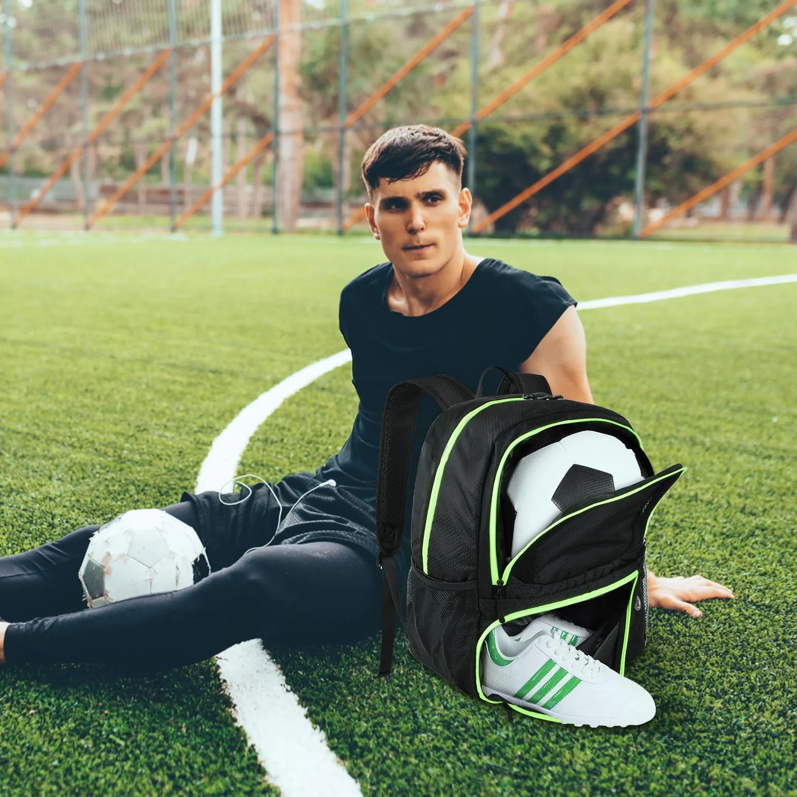 Dokeno Sac à Dos de Basket-Ball Homme avec Compartiment Ballon et Chaussures Sport