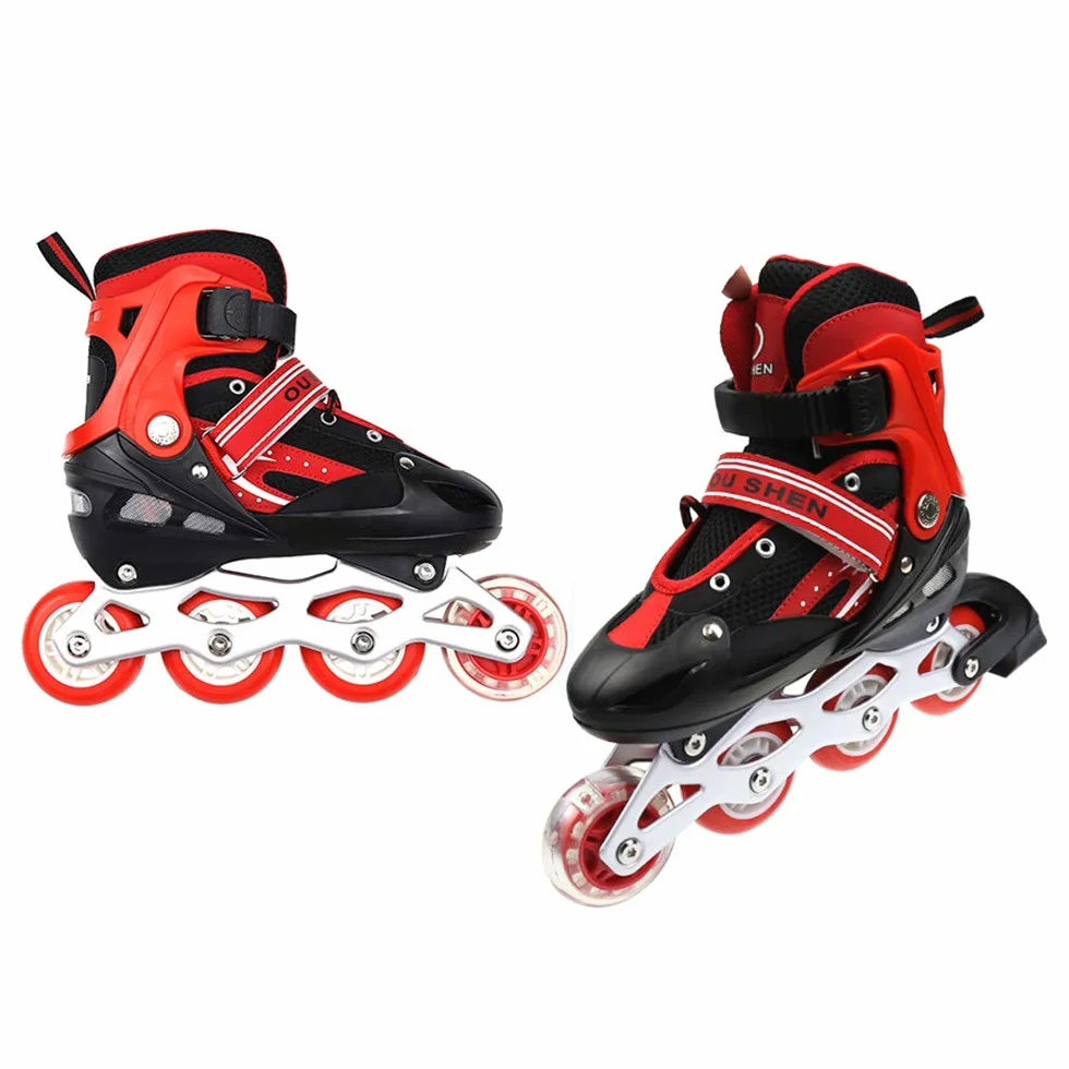 Patins à roulettes pour Enfants Filles et garçons Taille réglable Intérieur Extérieur