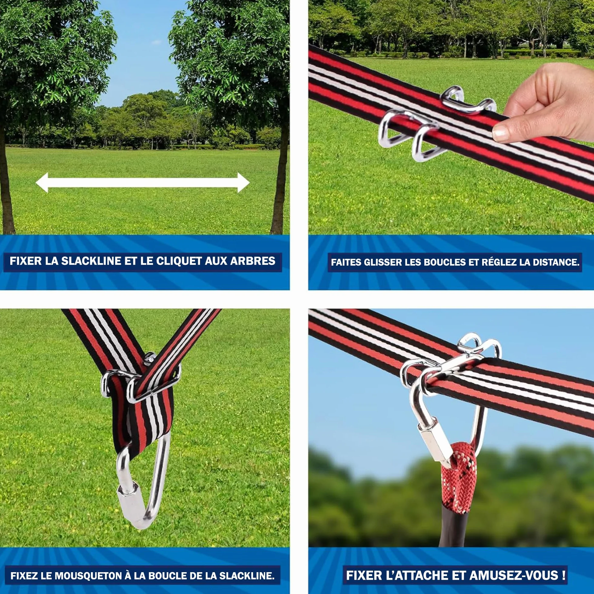 Ninja Line Kit Parcours Obstacles 32 Pièces Slackline 11m avec Anneaux Barres Poings de Singe Jeu Plein Air Ninja Warrior