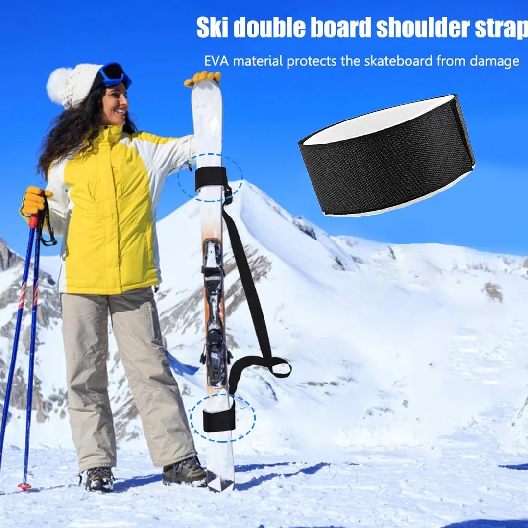 Sangle de Ski NHQ 6 Pièces, Dispositif Retenue Frein Ski, Attache Ski Nylon Réglable pour Snowboard