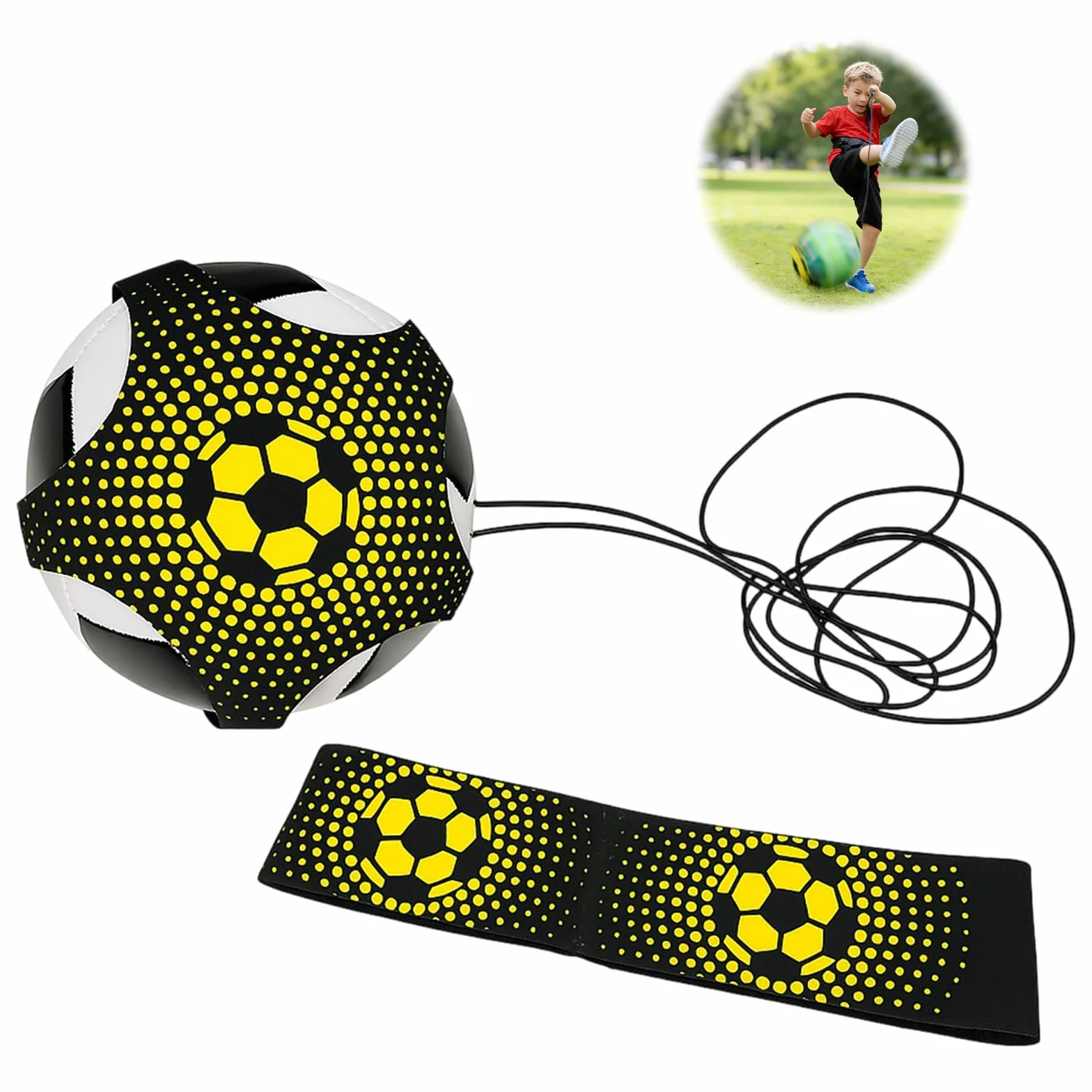 Entraîneur de Football Solo pour Enfants et Adultes - Aide au Jonglage et Contrôle de Balle - Ceinture Réglable avec Sangle Élastique pour Ballons Taille 3-5