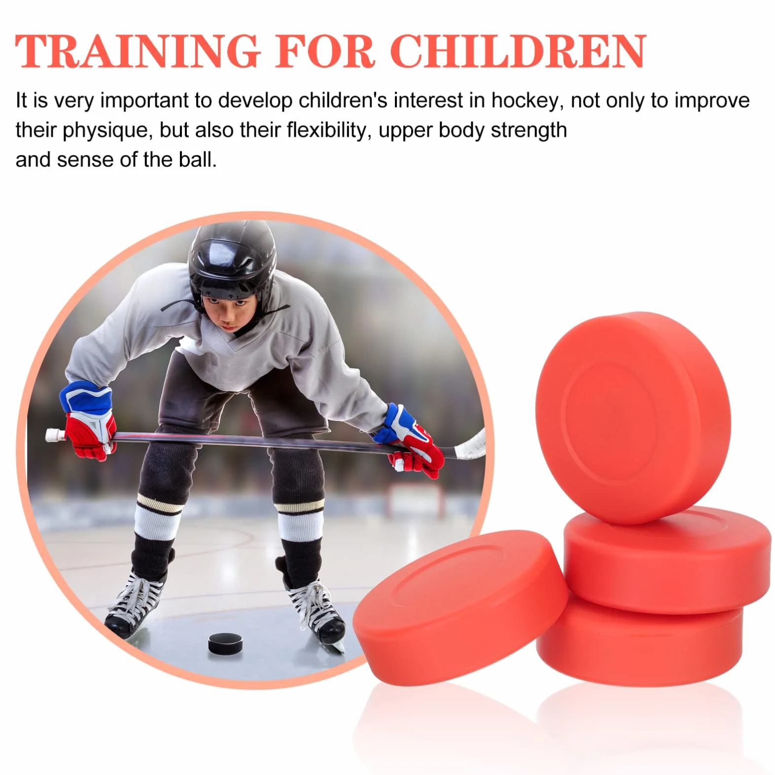 Palets de hockey sur glace en caoutchouc Gatuida Lot de 4 Noir