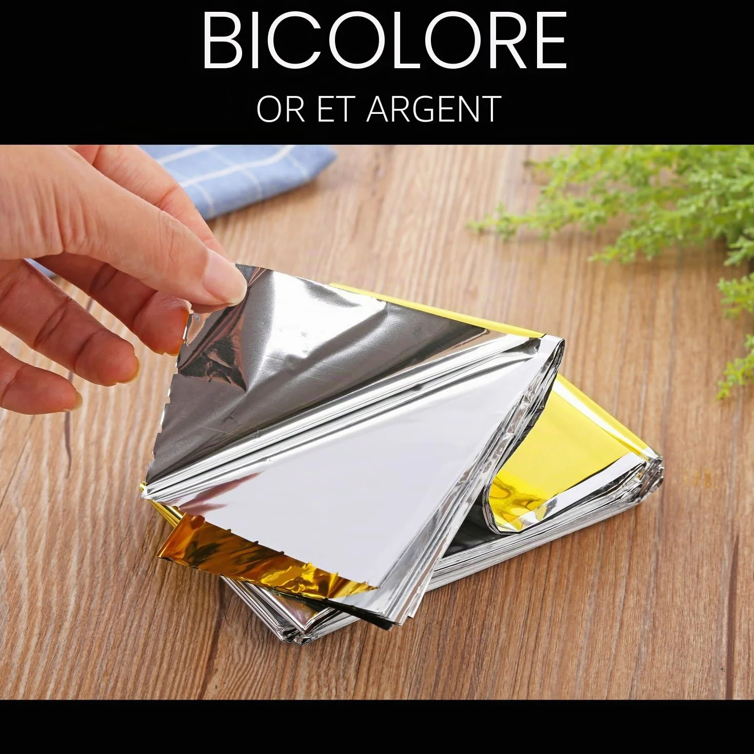 Takit Couverture de Survie Réutilisable Extra Large 210x160cm Imperméable Mylar Camping Randonnée Premiers Soins Or Gris