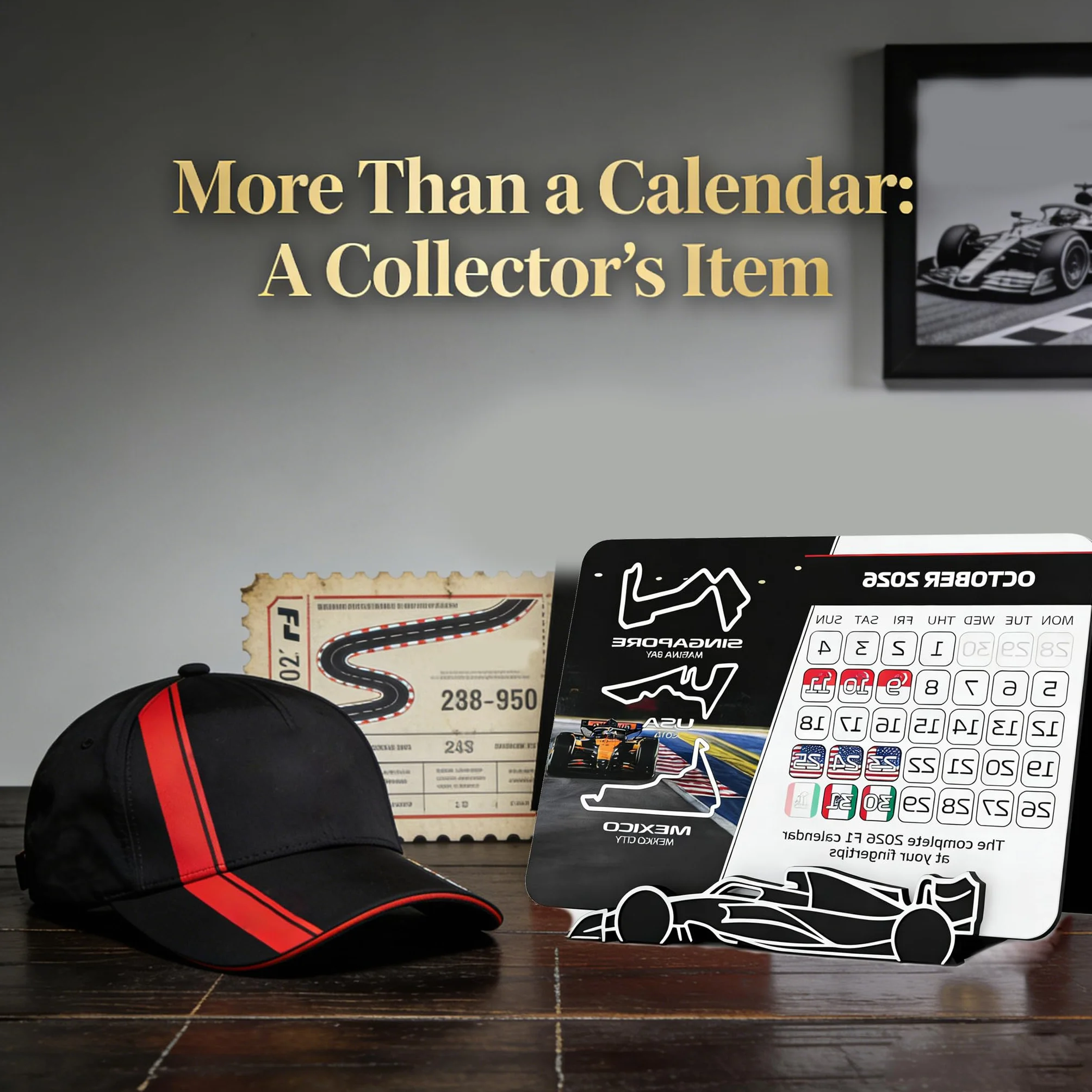 Calendrier de course F1 2026 - 18 x 14 cm - Grand calendrier de course pour le bureau