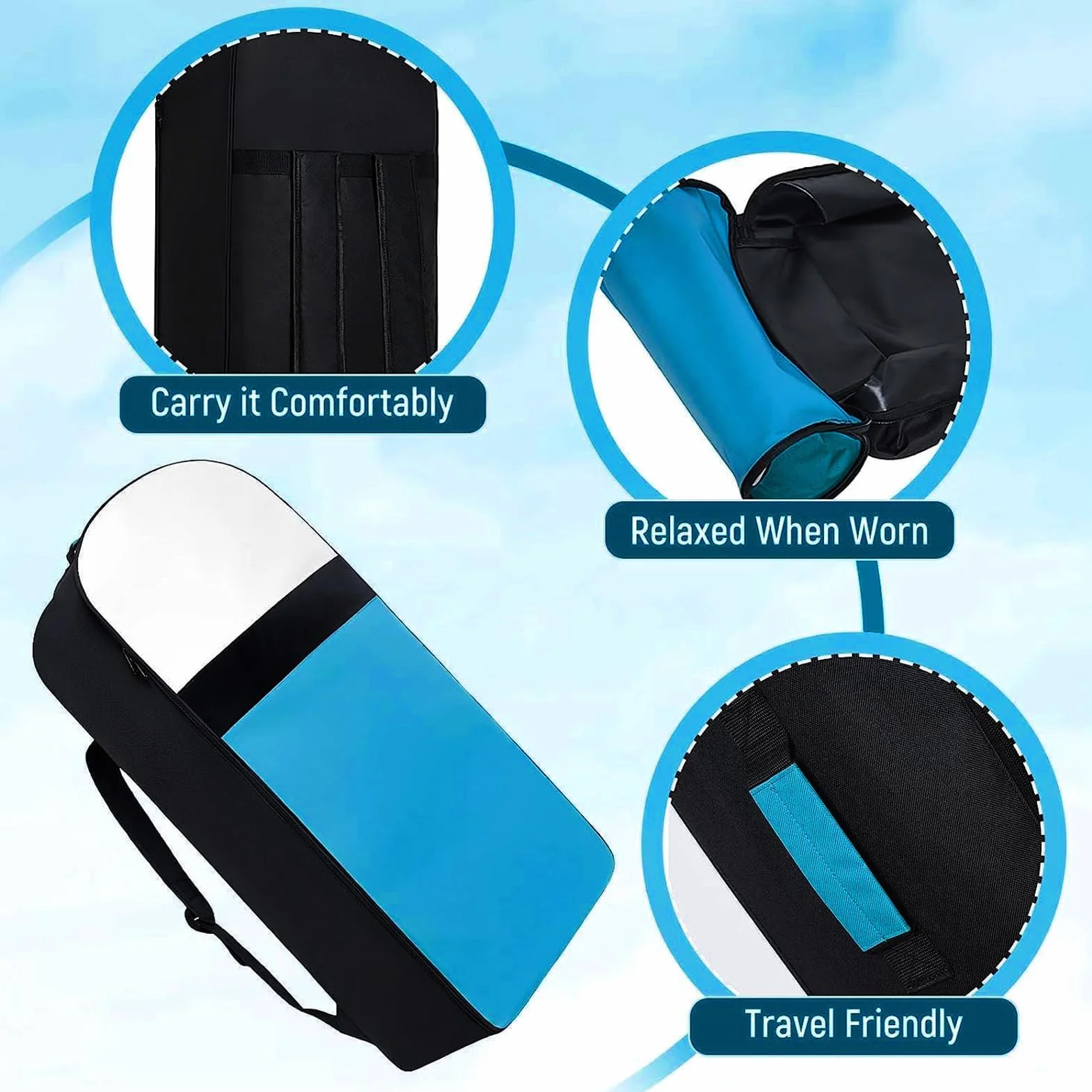 Sac de transport pour planche à pagaie 90x40x24 cm sangle réglable étui de protection grande capacité