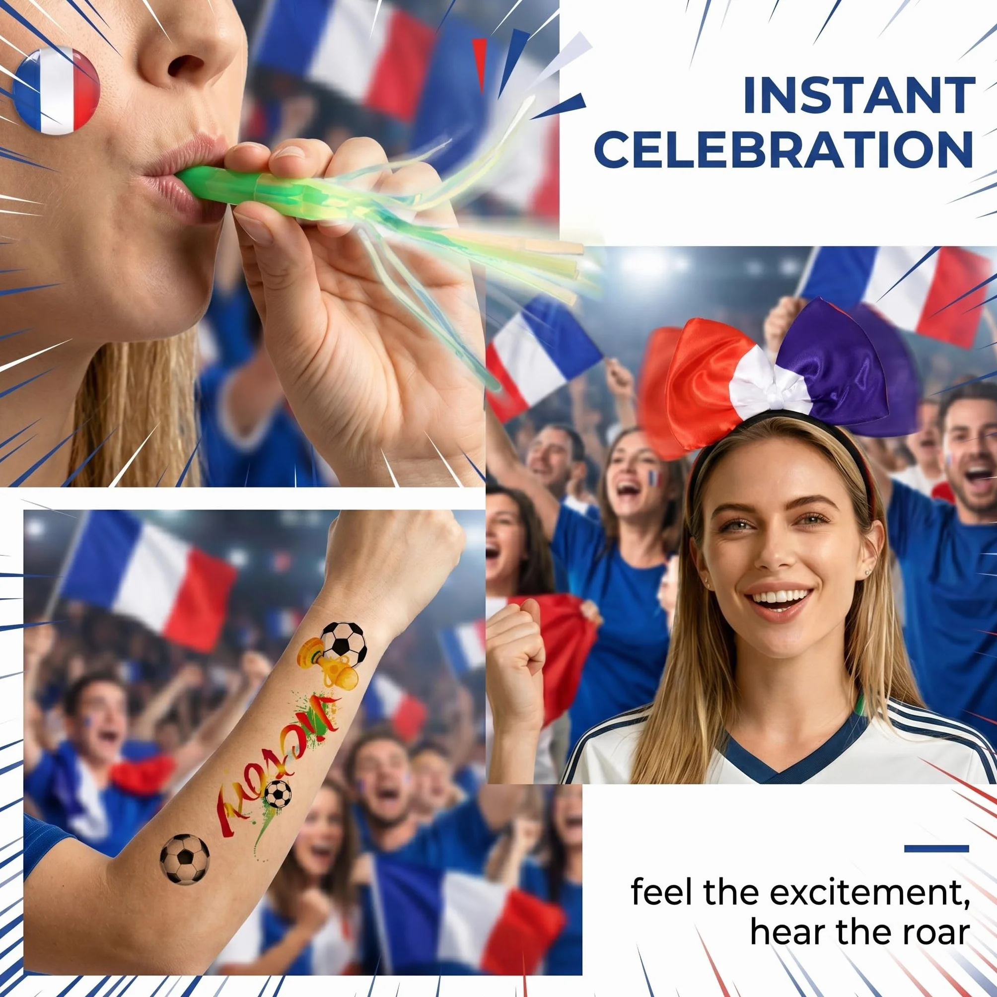 Kit Supporter France Fanartikel Drapeaux Guirlandes Bleu Blanc Rouge WM 2026