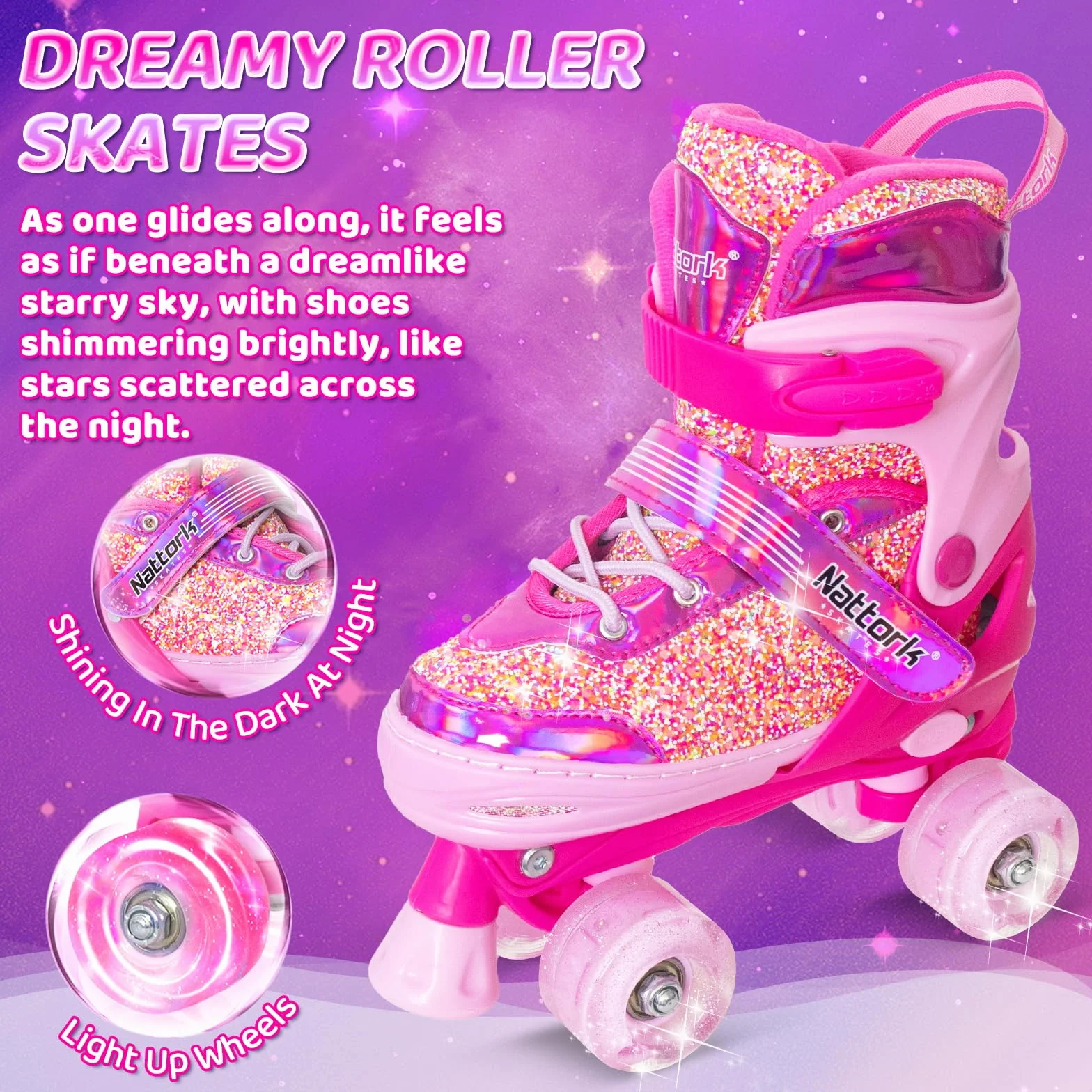 Patins à roulettes réglables 4 tailles filles garçons débutants intérieur extérieur