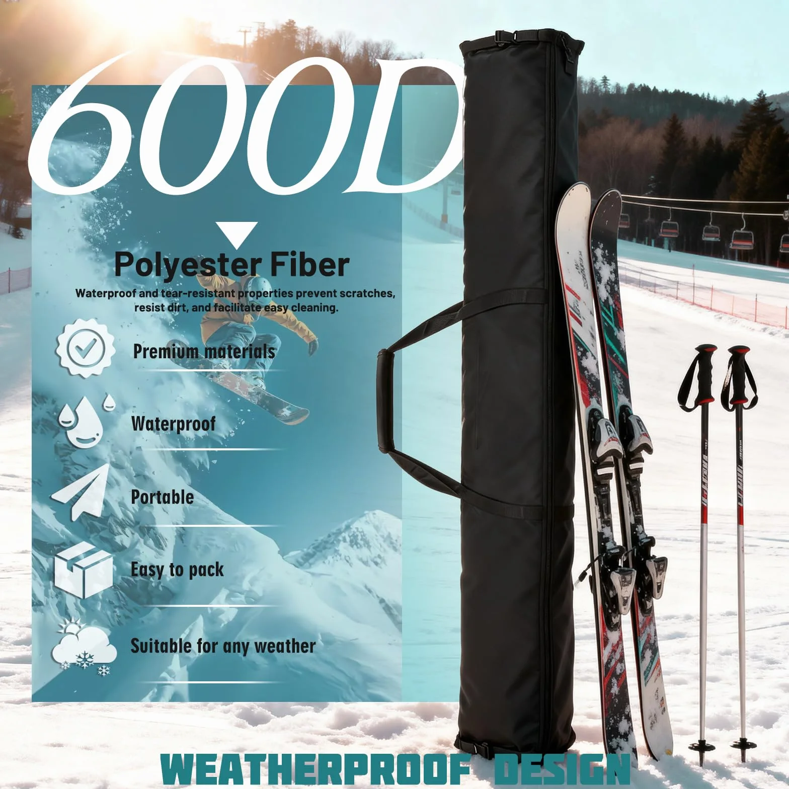 Sac de Ski Robuste avec poignées de Transport