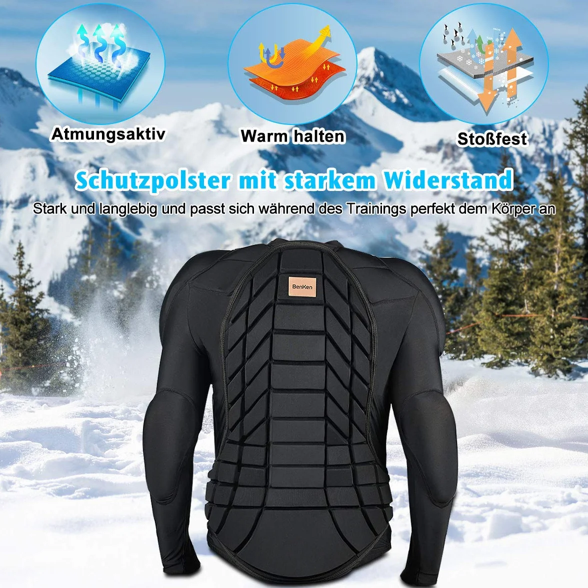 BenKen Chemise Protectrice Équipement Protection pour Ski Snowboard Moto Enduro