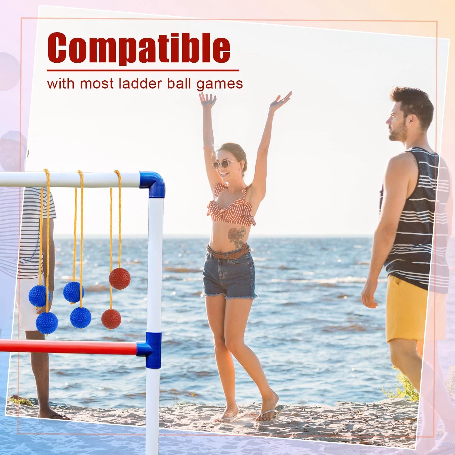 PEUTIER Remplacement de Balle d'Échelle Ladder Ball Toss Jeu Lancer Balle d'Échelle Accessoires Balles Golf (Rouge et Bleu)