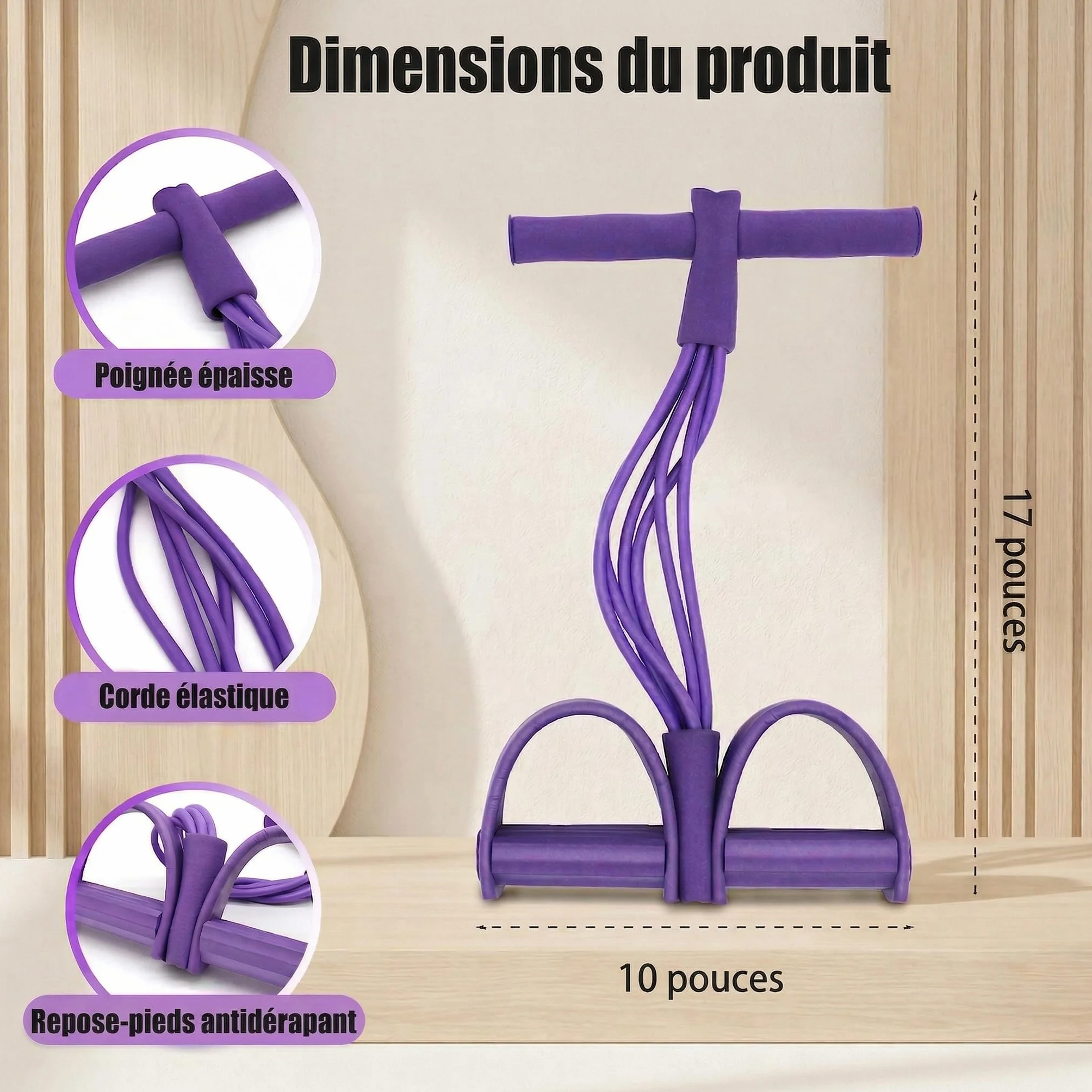 Bande de Résistance Musculation 6 Tubes avec Pédales et Poignées pour Abdominaux, Yoga, Fitness