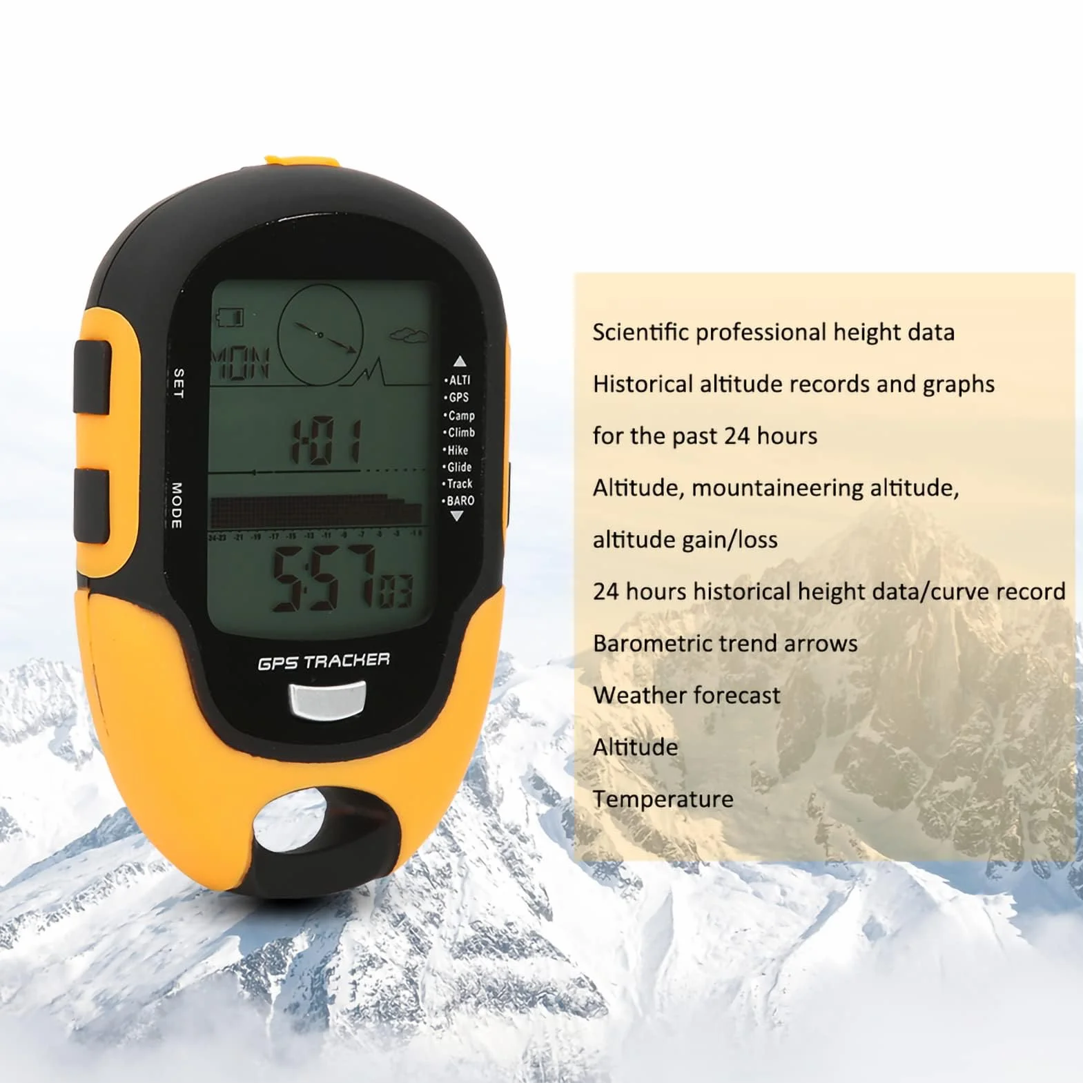 Agatige GPS Navigation Tracker IPX4 Altitude Meter Portable Handheld Digital Baromètre Numérique Rechargeable USB Randonnée Chasse