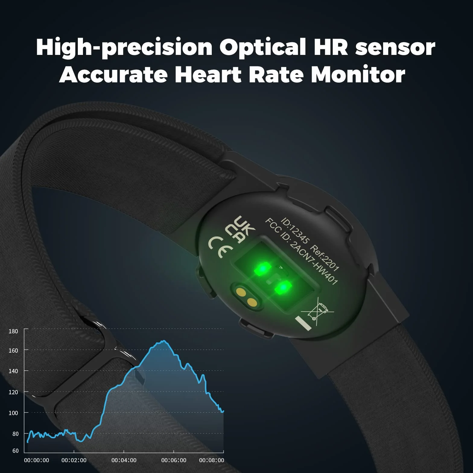 Moofit HW401 Cardiofrequencemetre Brassard Rechargeable Bluetooth Ant+ IP67 Étanche