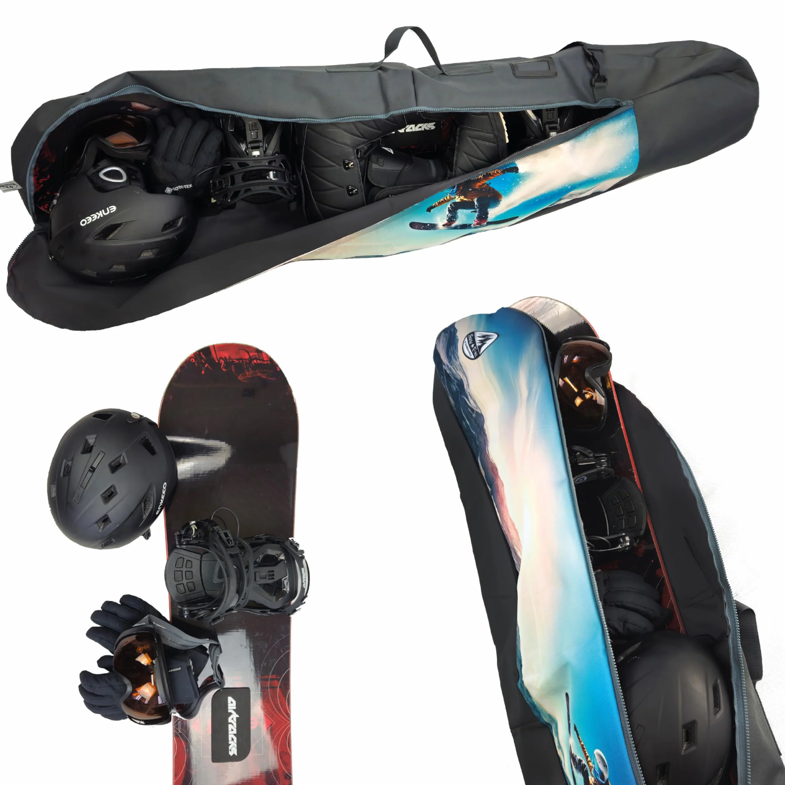 Sac de snowboard pour enfant BambiniWelt avec casque, lunettes et gants