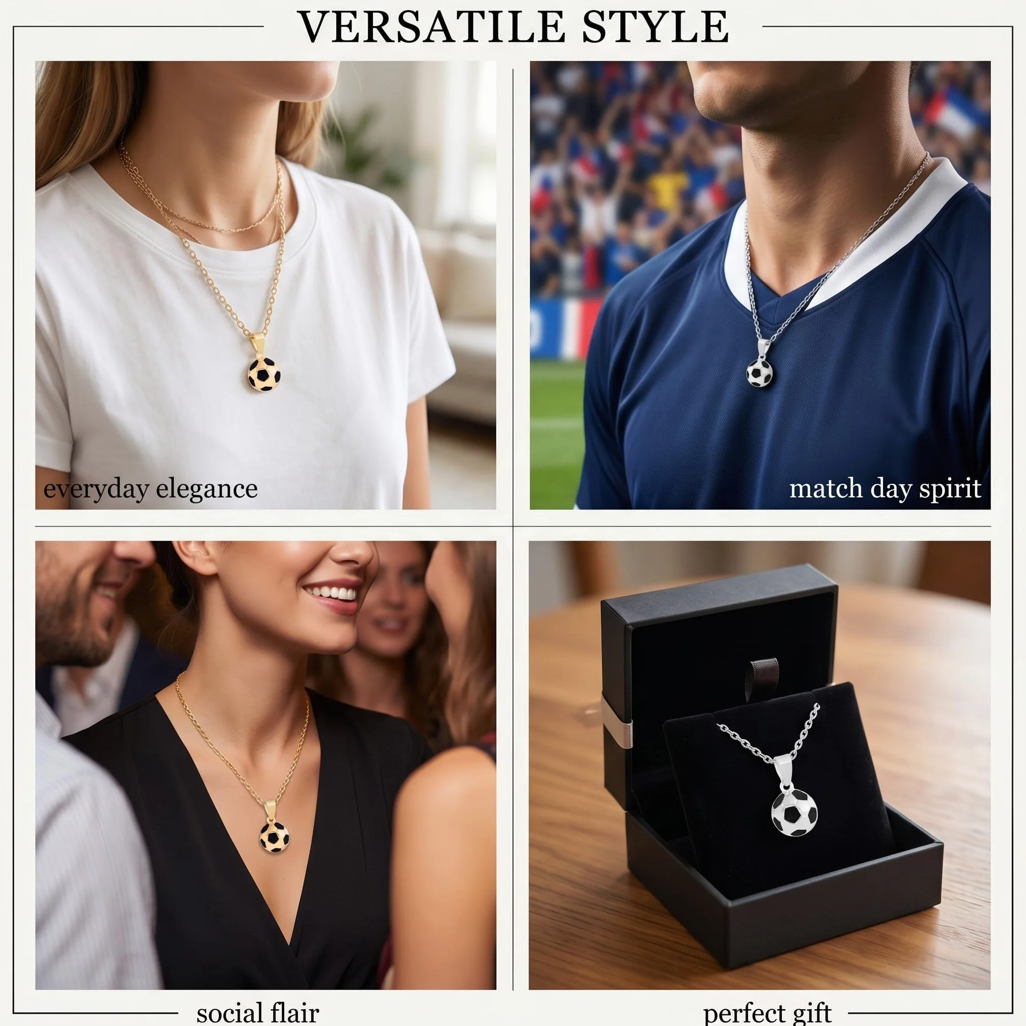 Colliers Pendentif Football Alliage Or Argent Accessoire Foot Cadeau Fan