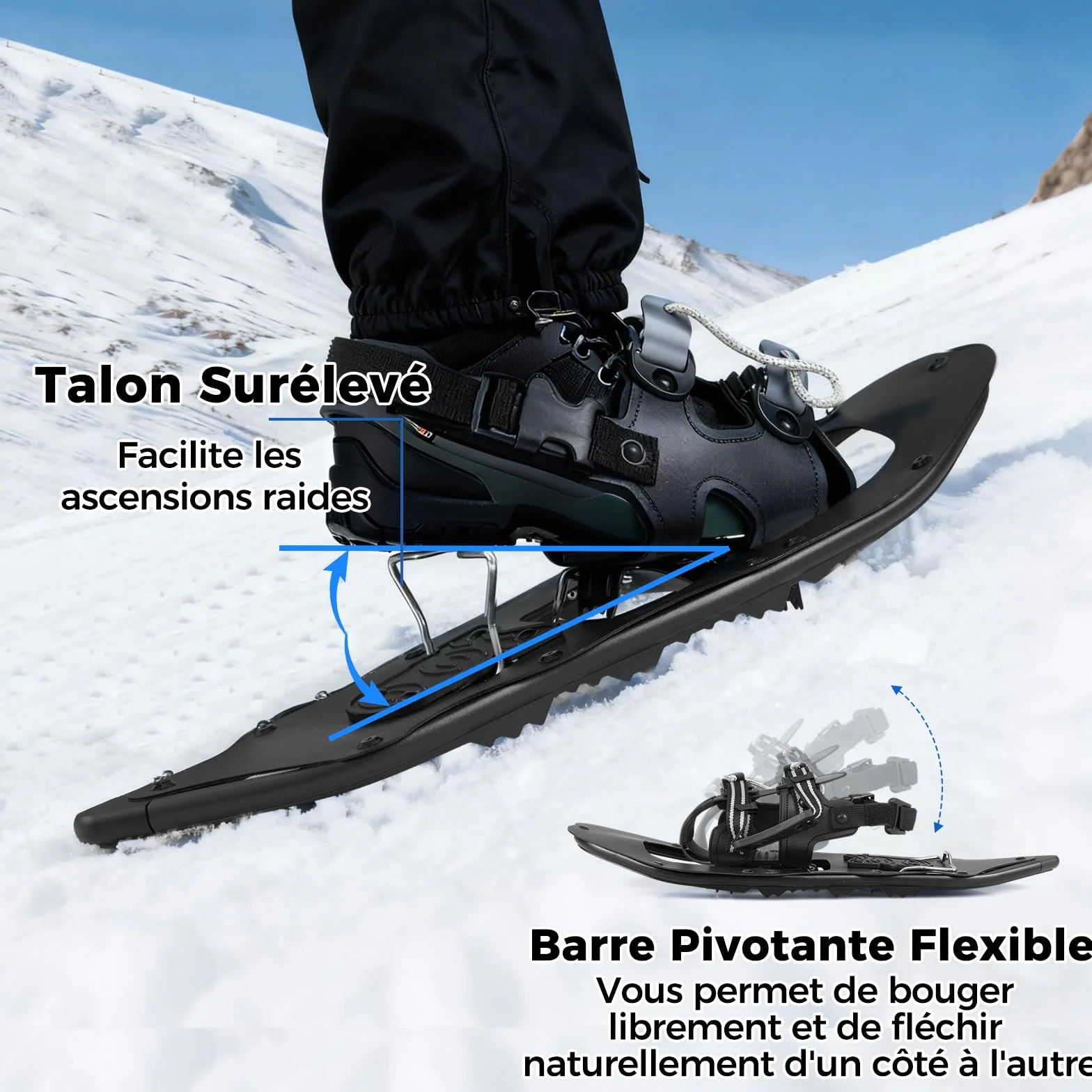 GYMAX Raquettes Tout-Terrain en Aluminium avec Bâtons de Trekking Réglables et Sac de Transport