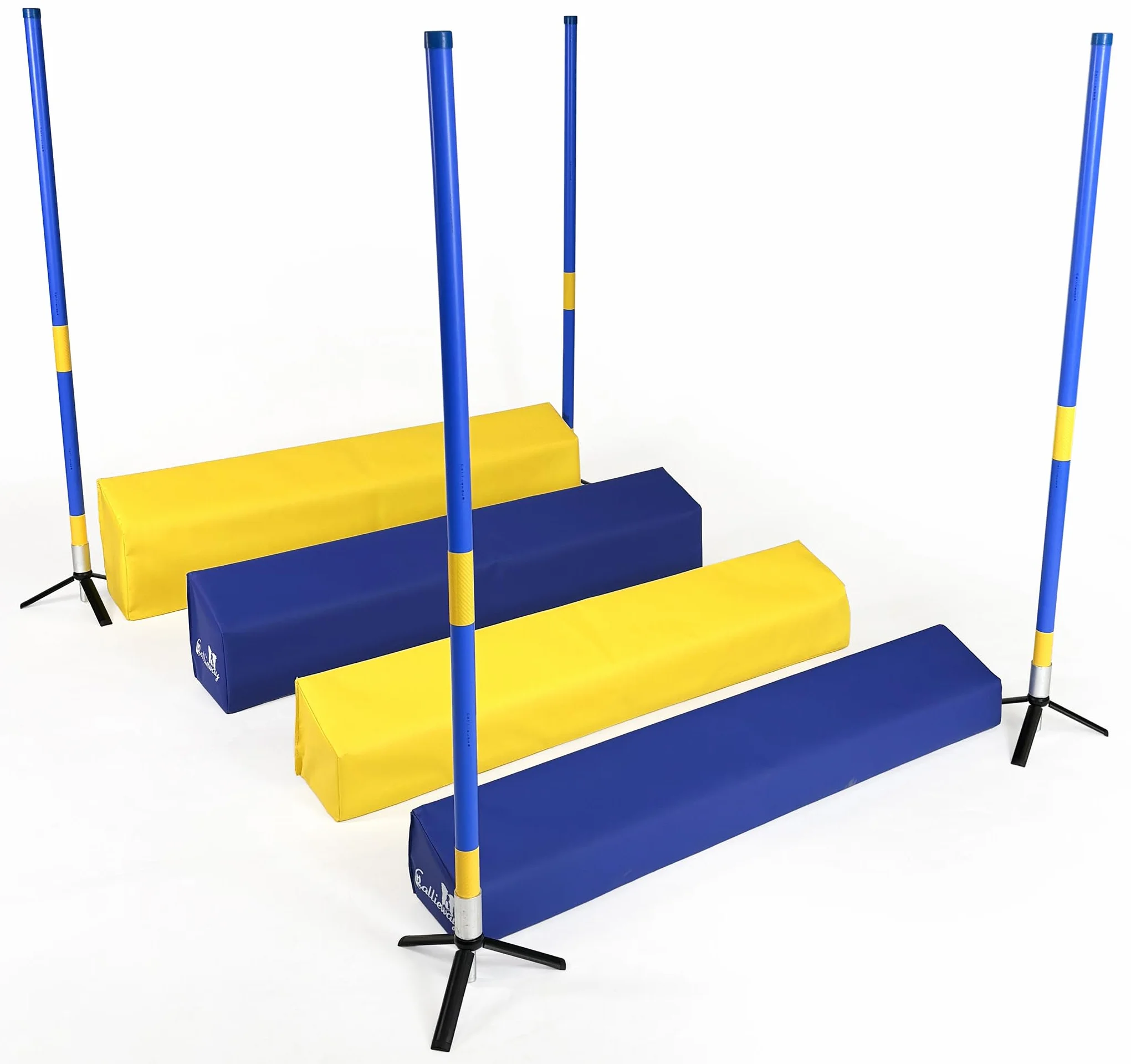 Callieway Agility Saut en Longueur Soft – Noyau en Mousse, 4 Jalons, Sac de Transport, CNEAC+FCI (Bleu-Jaune)