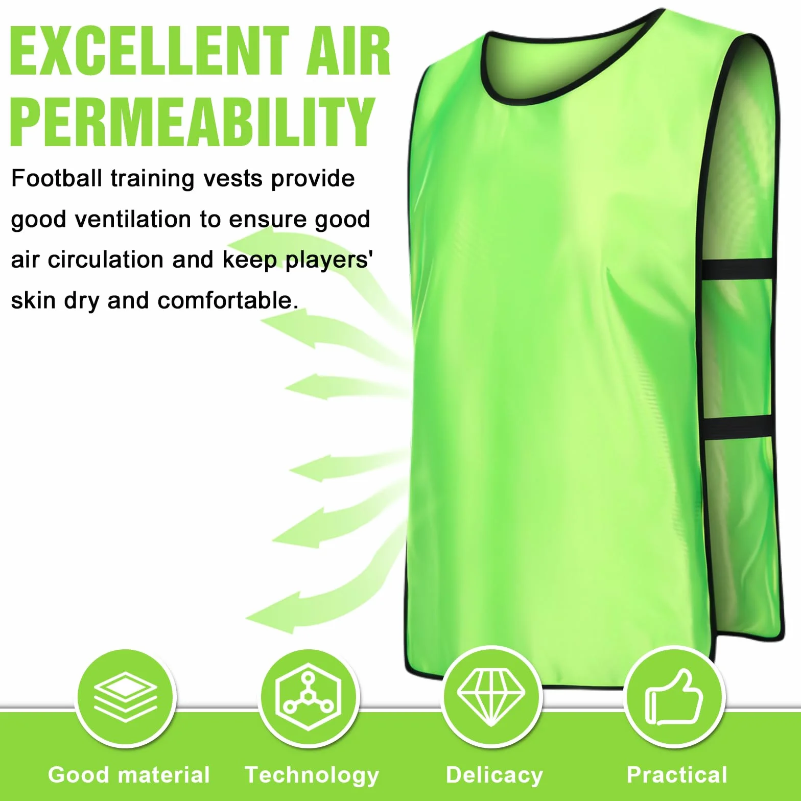 Chasubles d'entraînement sport 12 pièces 47x70cm Adulte Football Rugby Hockey Basket