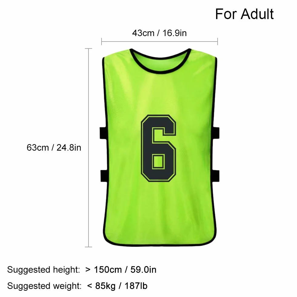 12 PCS Adultes Football Pinnies Maillots De L'équipe De Football À Séchage Rapide Dossards Numérotés Pratique